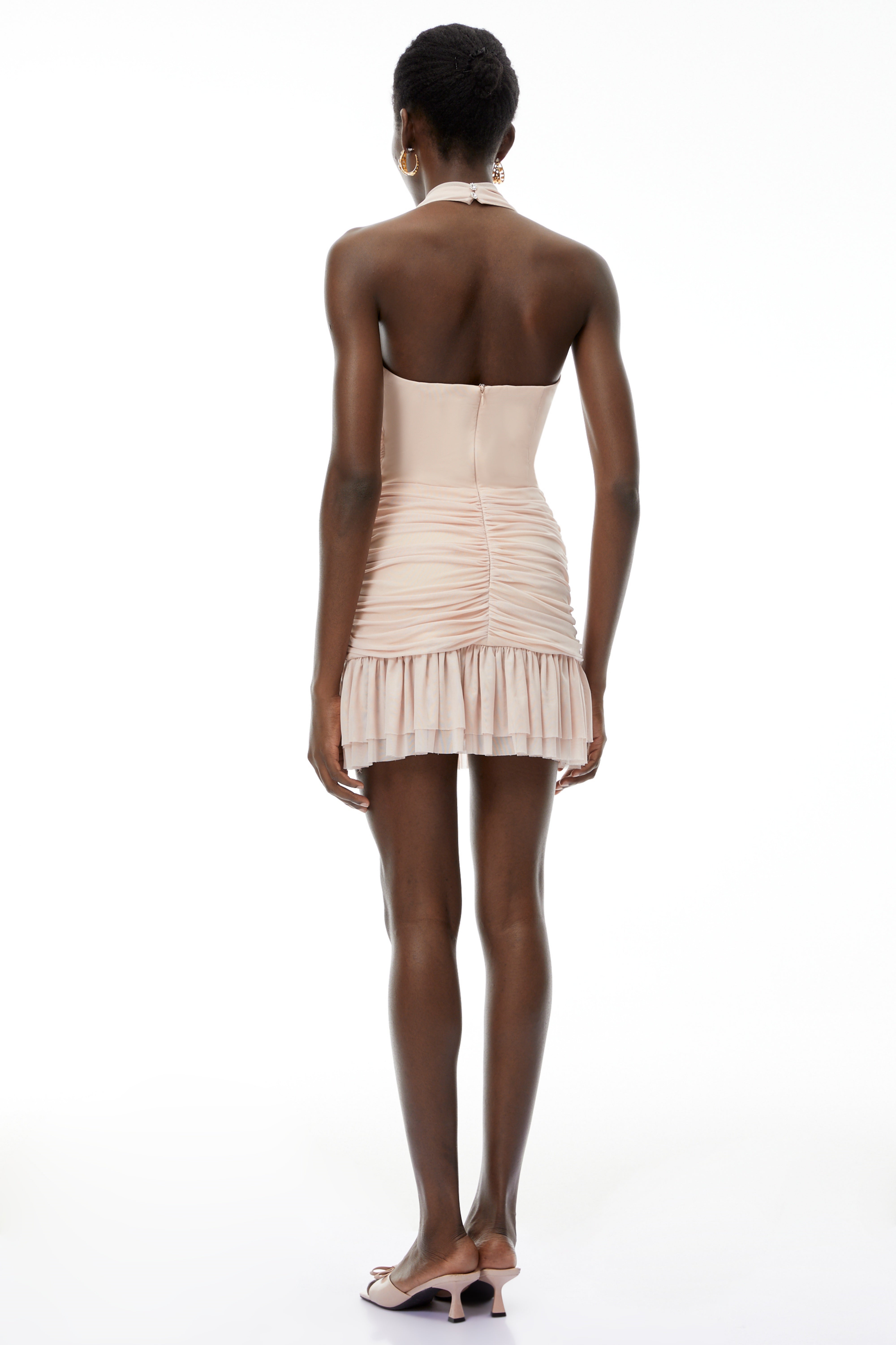 Camille Pink Halterneck Ruched Mini Dress (Final Sale)