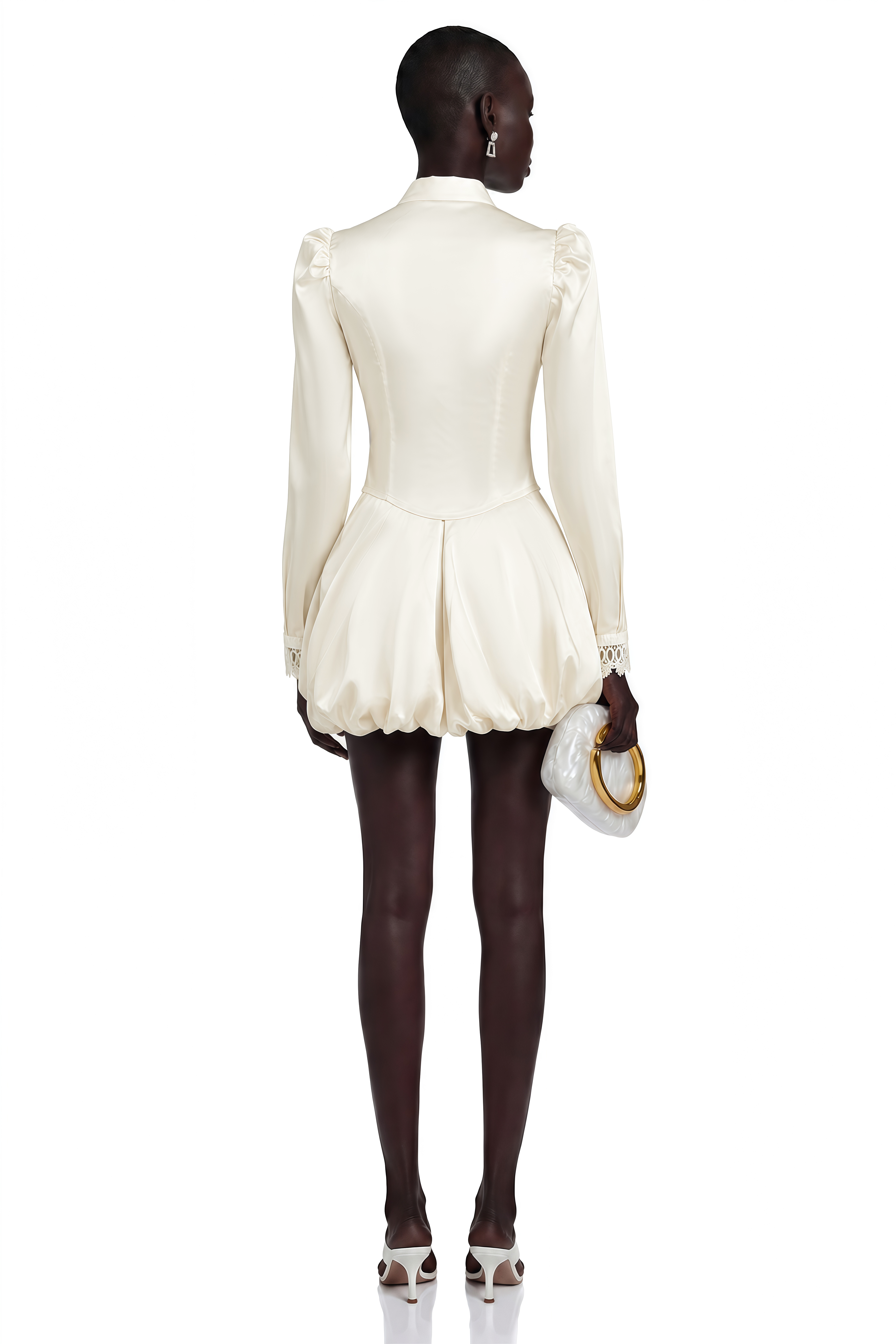 Caoimhe Cream Mock Neck Top & Short Set with Lace Trim