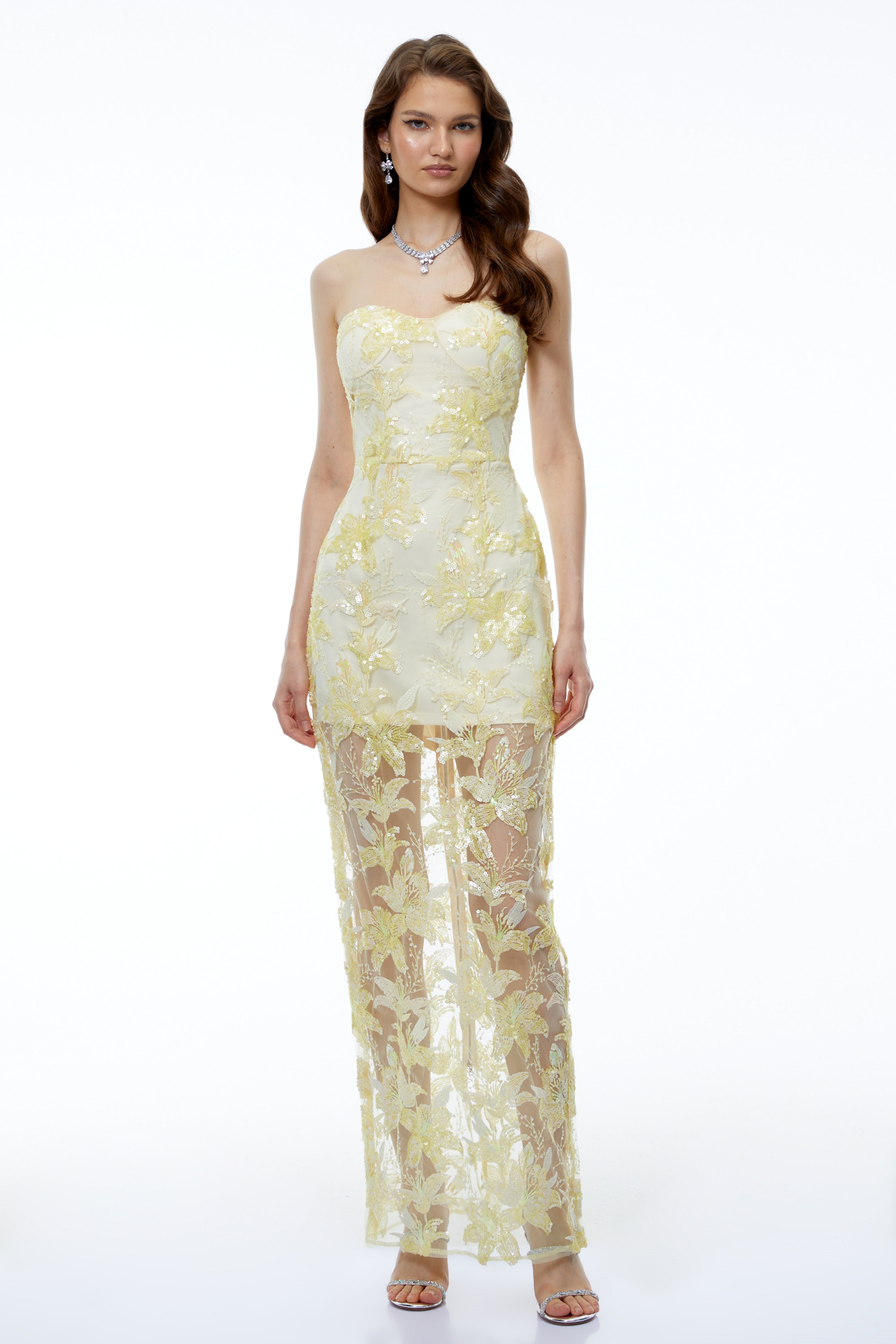 Caoimhe Yellow Floral Print Off Shoulder Maxi Dress