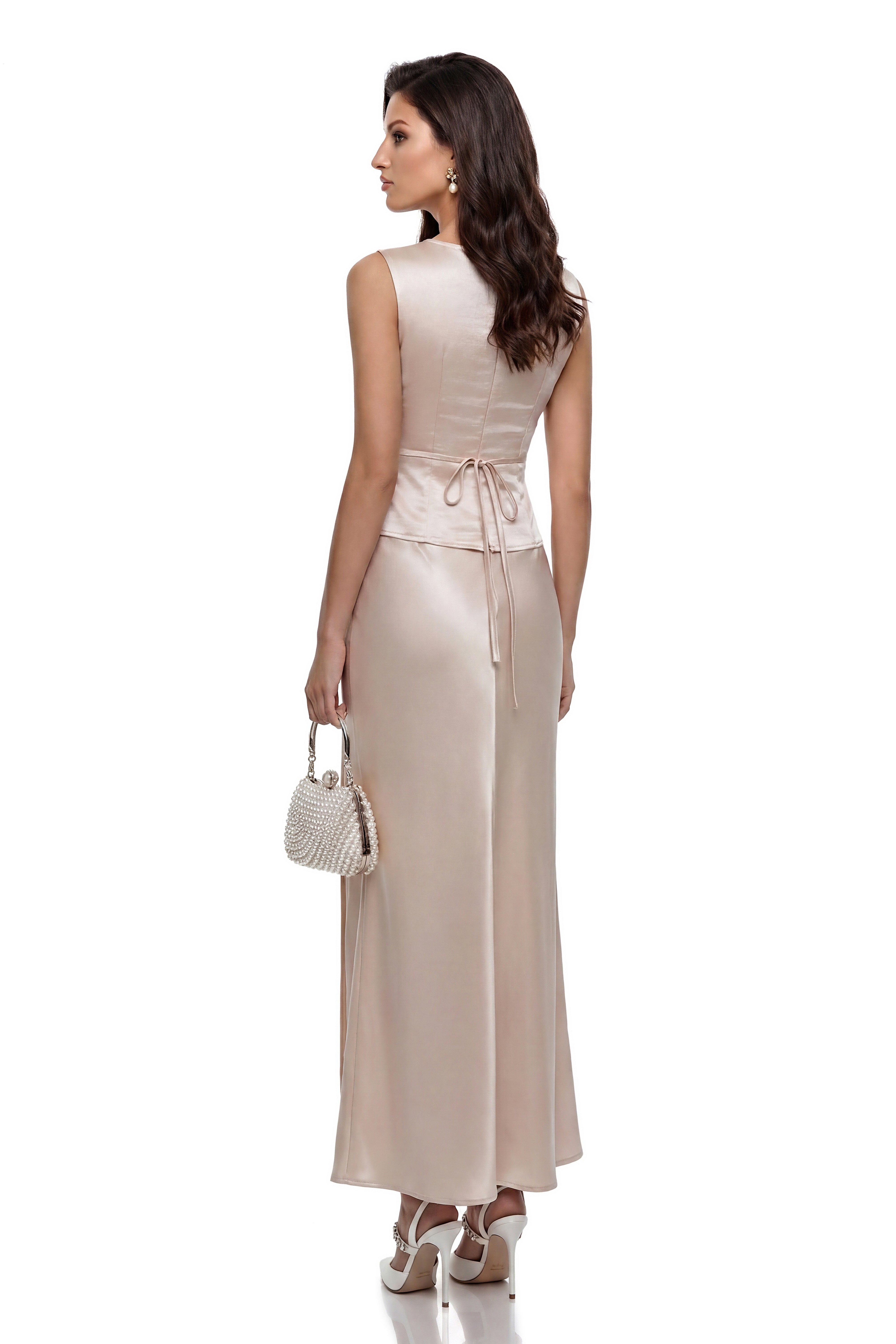 Carolina Pink Draped Top with Lace Panels