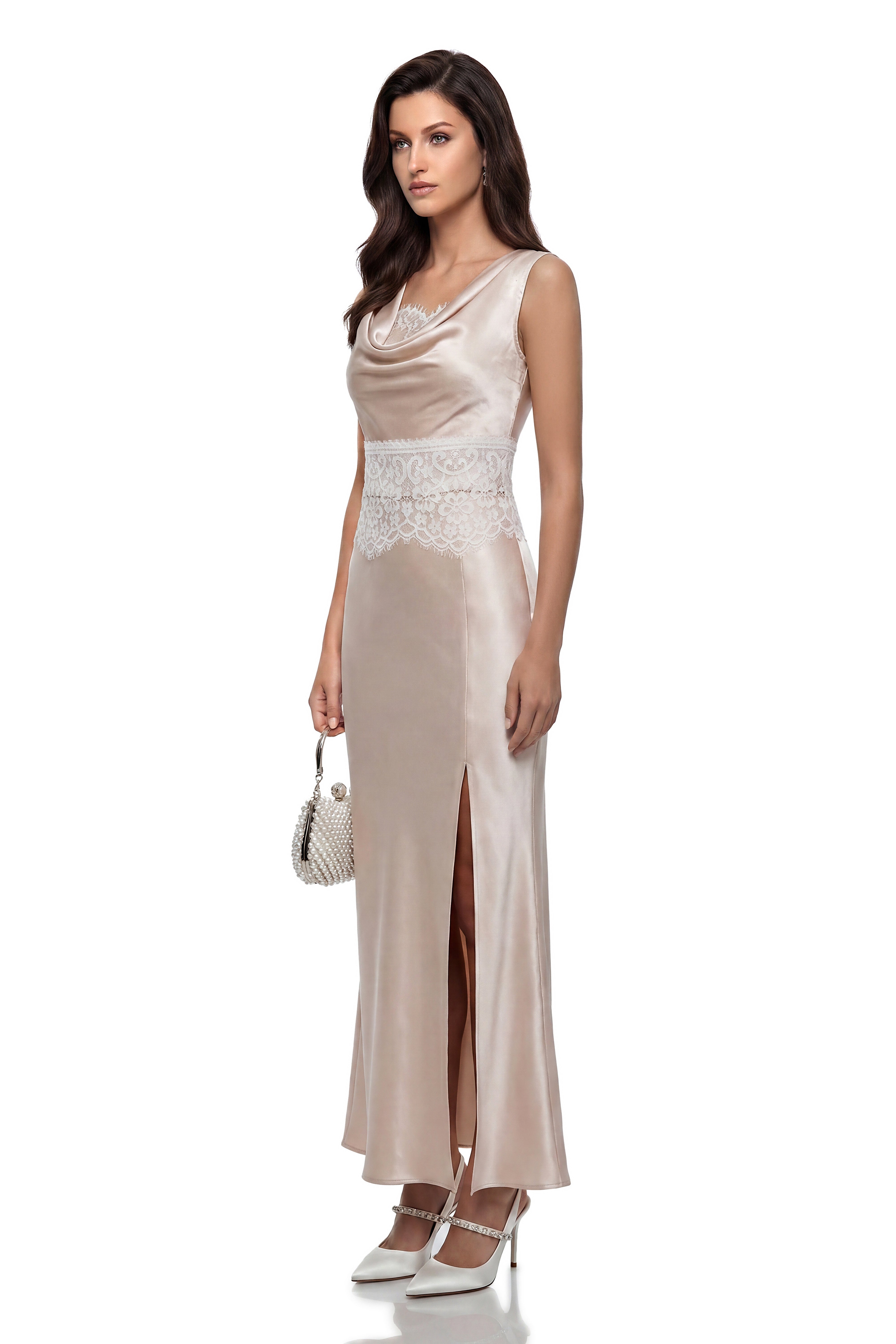Carolina Pink Draped Top with Lace Panels