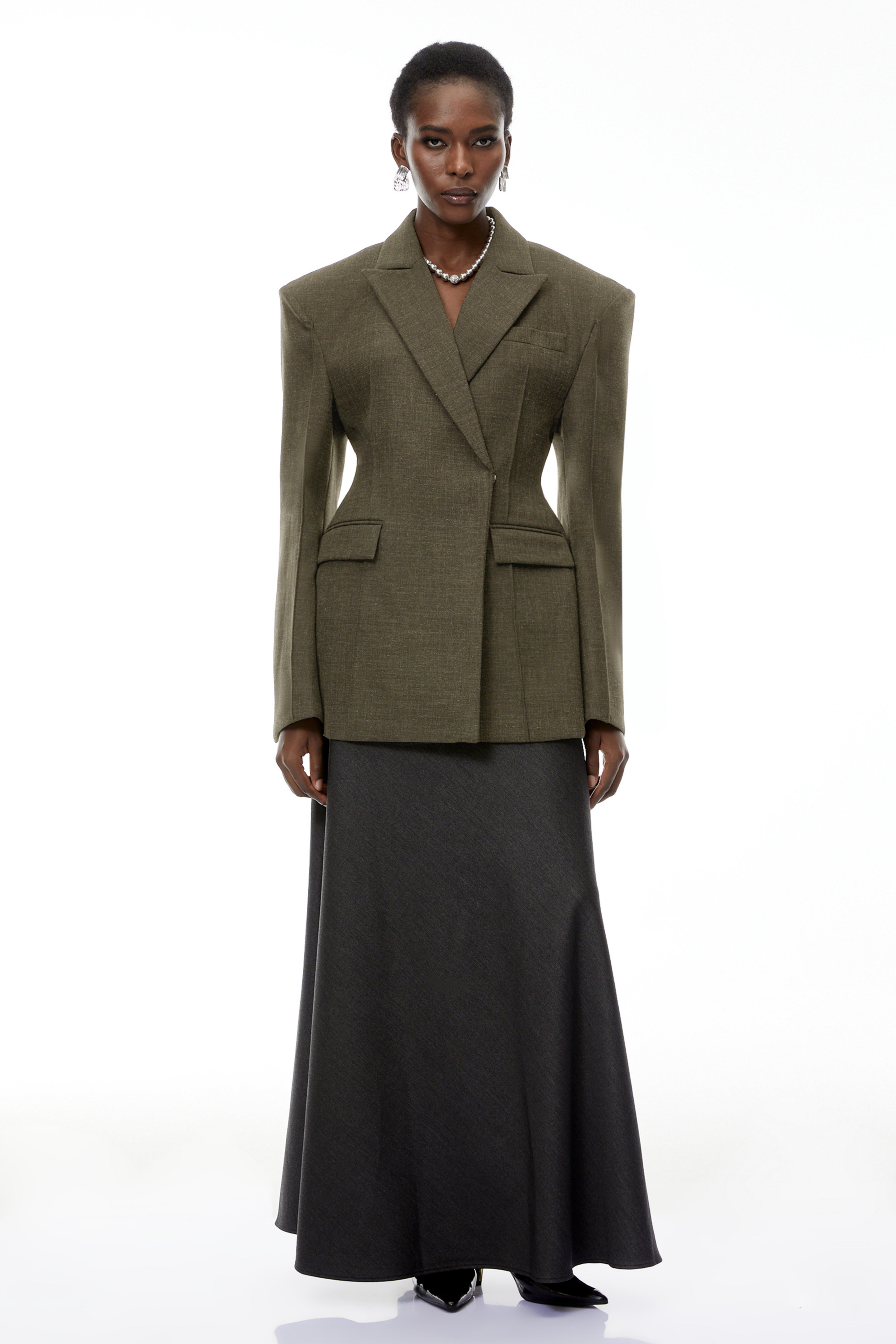 Caspian Green Asymmetrical Oversize Blazer