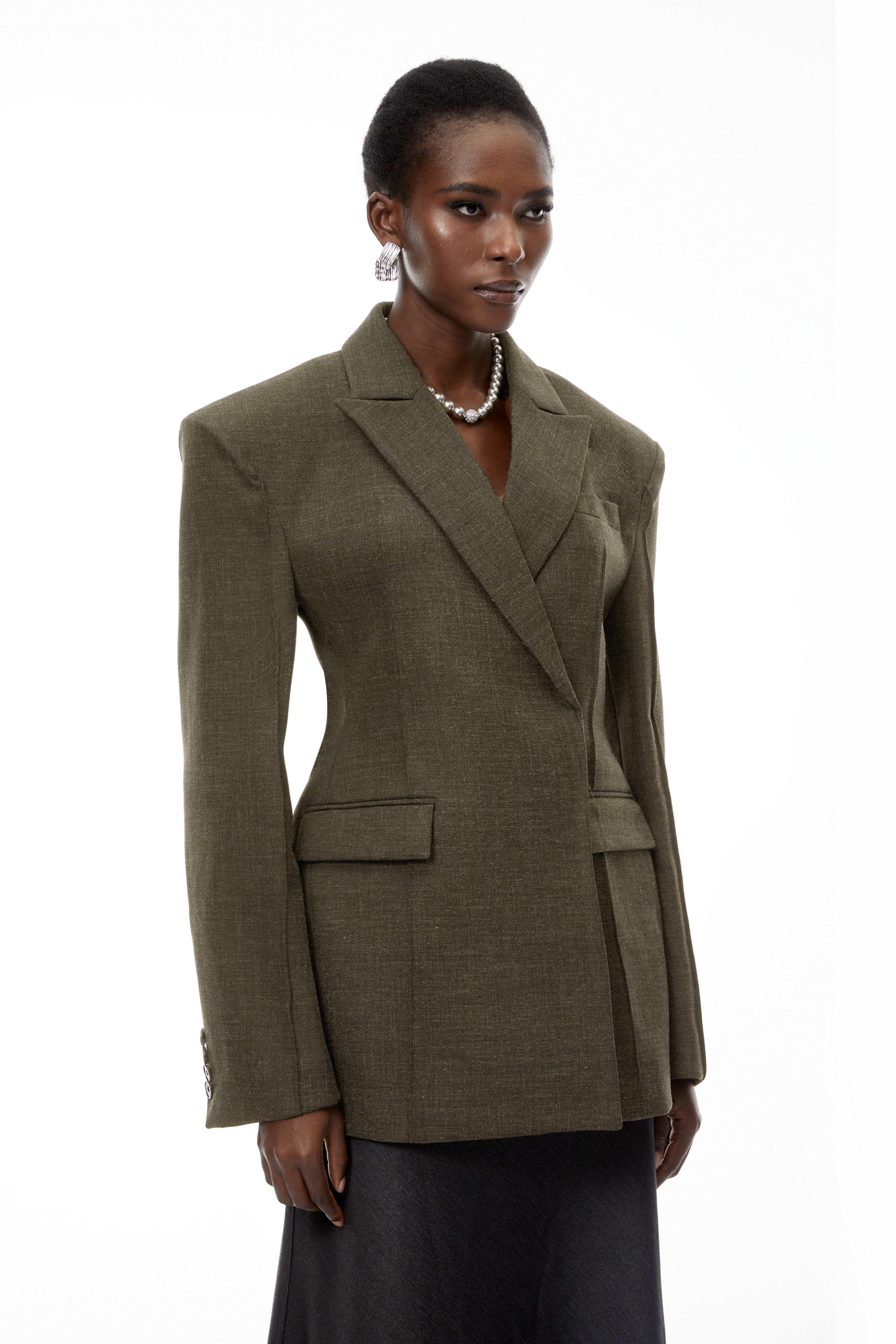 Caspian Green Asymmetrical Oversize Blazer