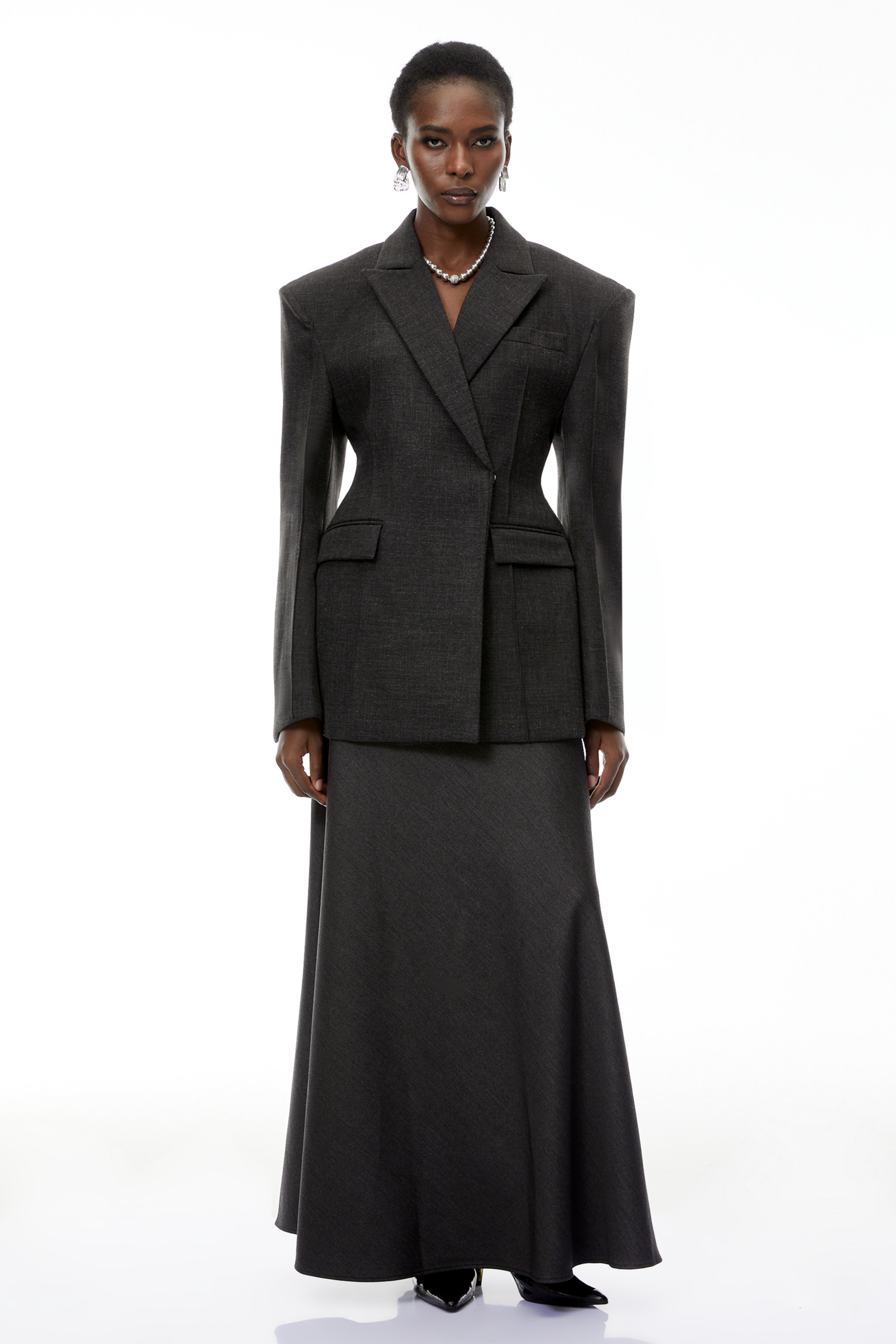 Caspian Grey Asymmetrical Oversize Blazer