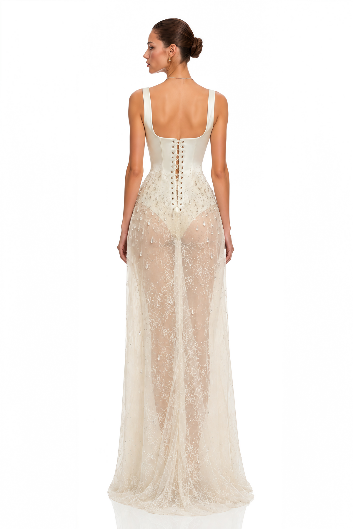 cassidy champagne embellished corset lace maxi dress