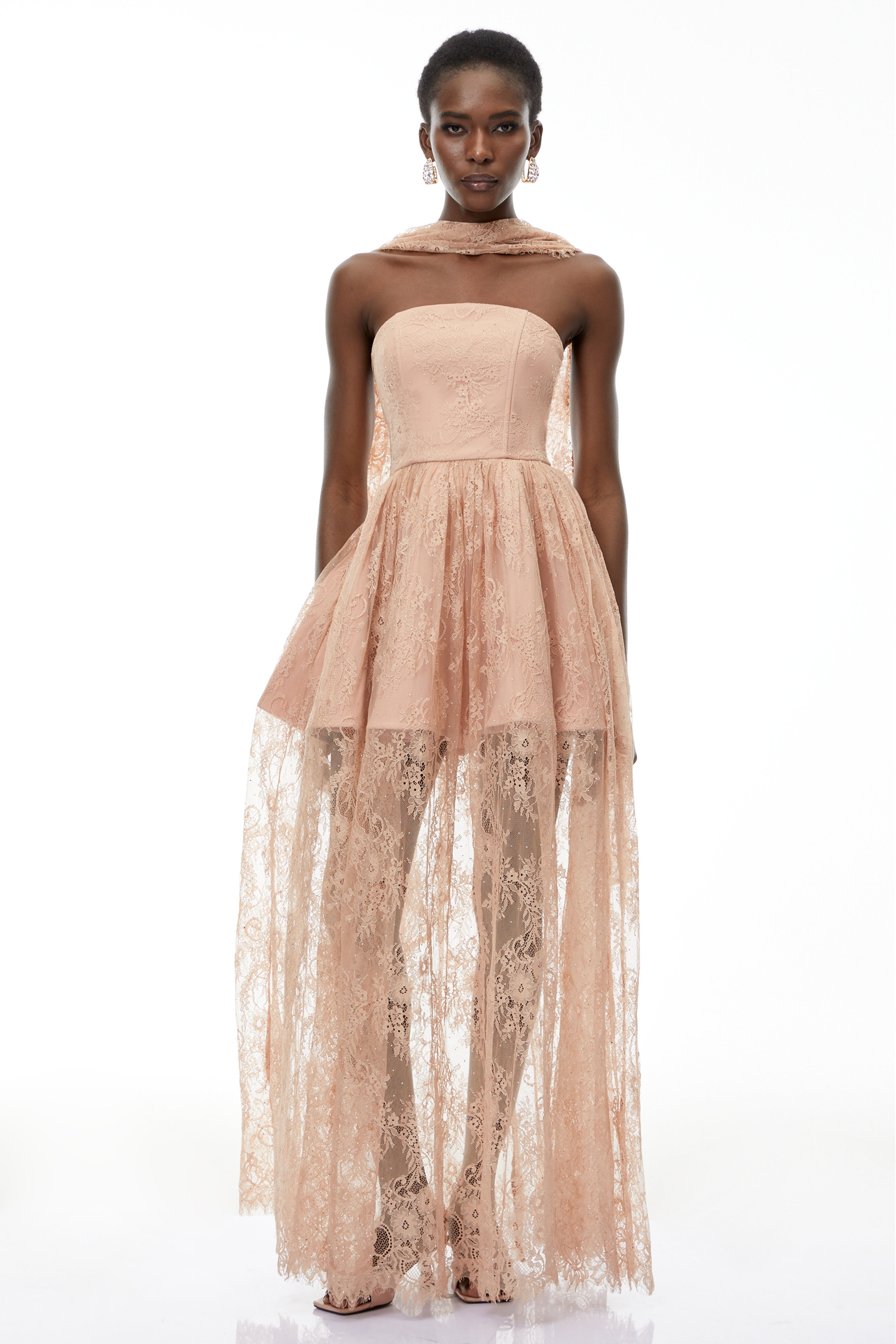 Cassidy Pink Floral Appliqué Maxi Dress