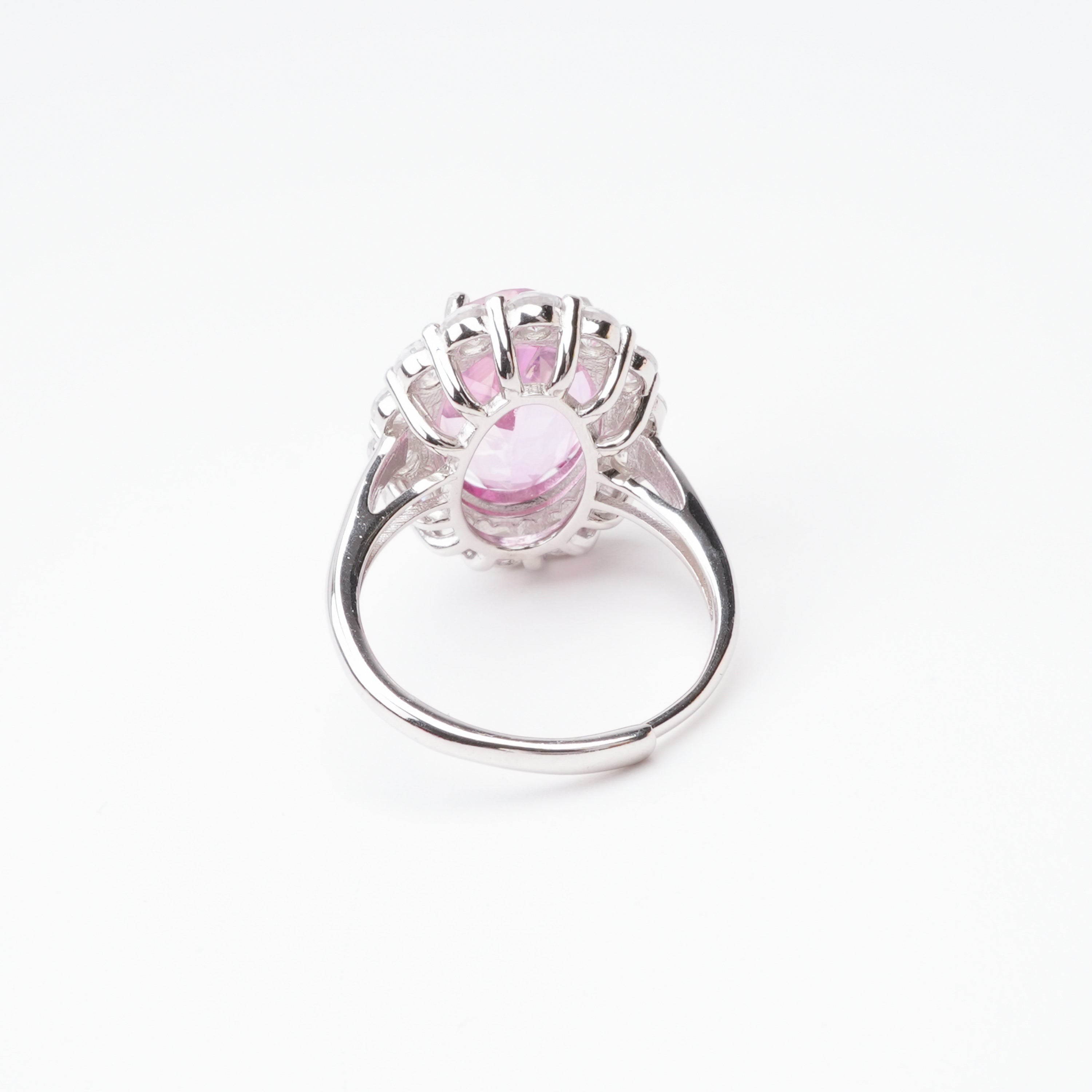 Celeste Red Topaz Oval Cut Halo Sterling Silver Ring