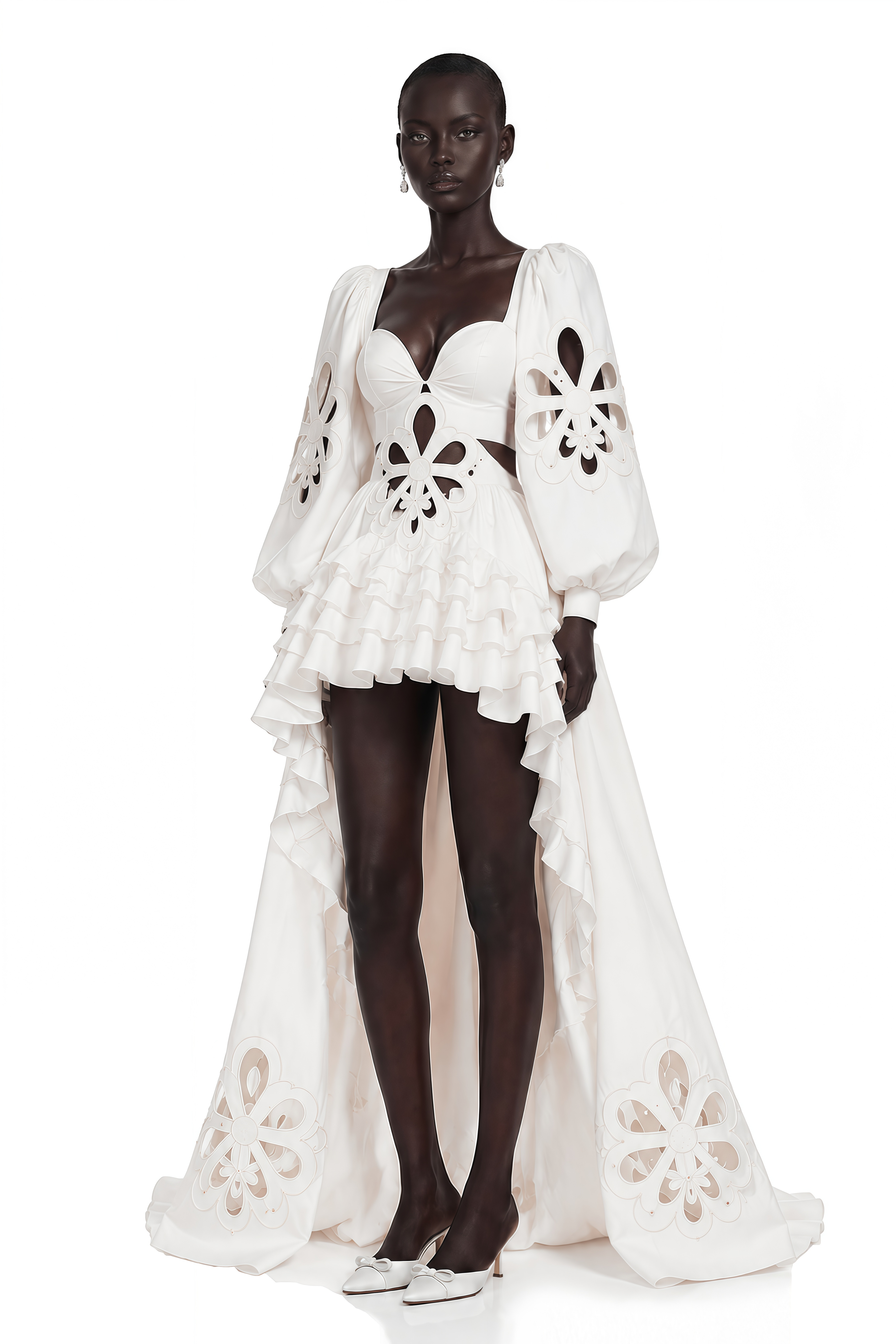 Charity White Cut-Out Asymmetrical Maxi Dress