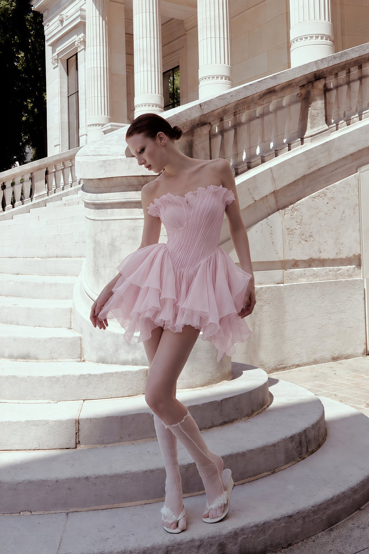 charlotte pink off shoulder ruffled mini dress
