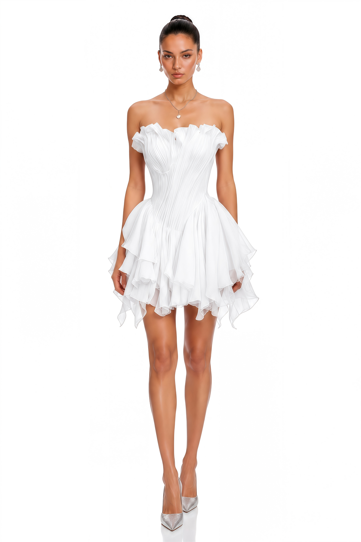 charlotte white off shoulder ruffled mini dress
