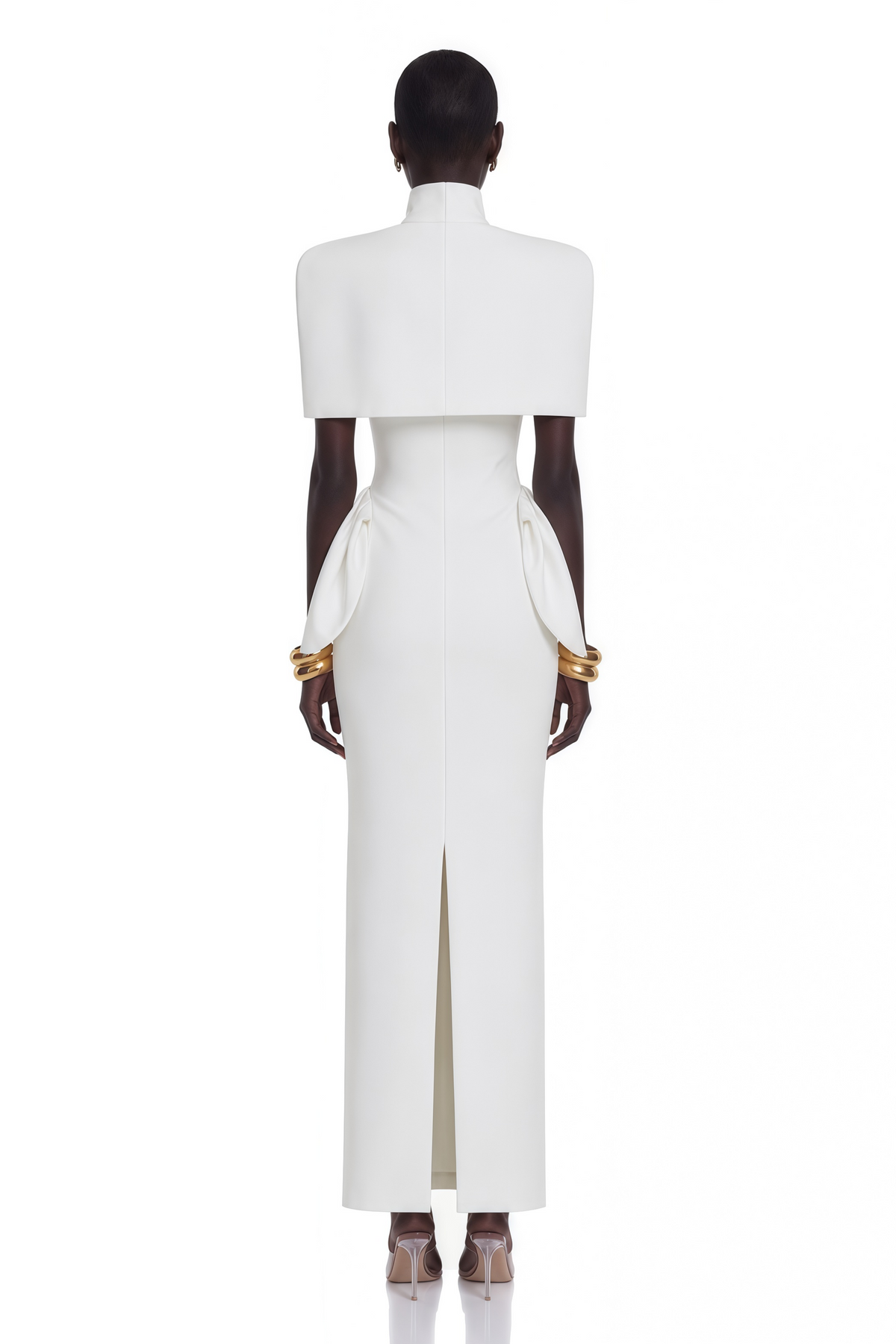 felice white structured cape & corset dress set
