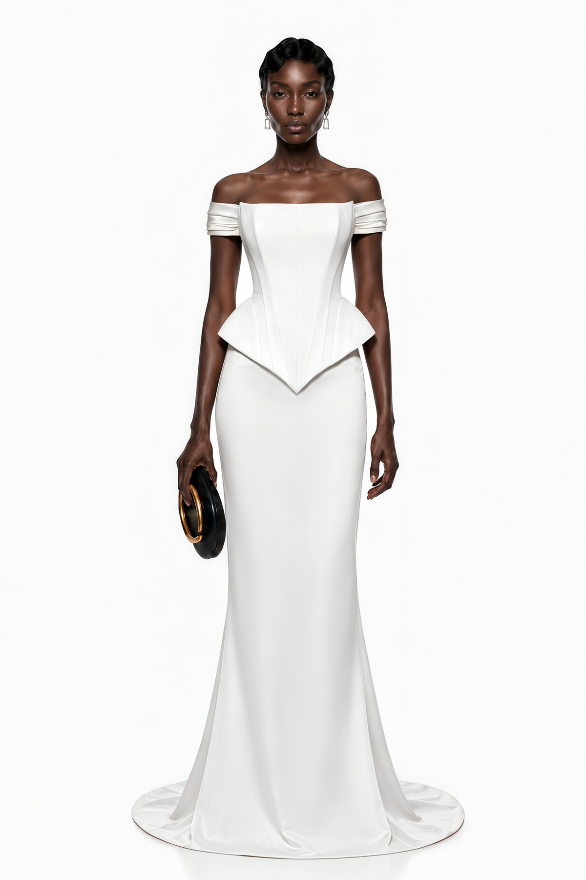 Clara White Corset Top & Skirt Set With Cape