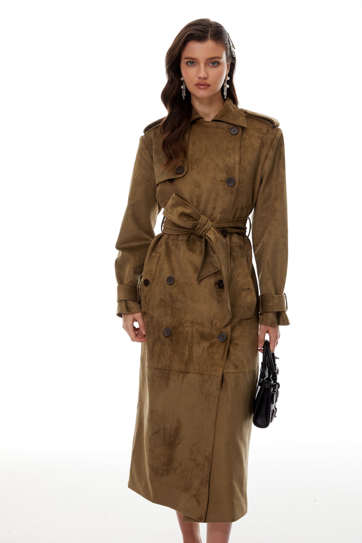 Claudia Brown Suede Long Trench Coat (Final Sale)