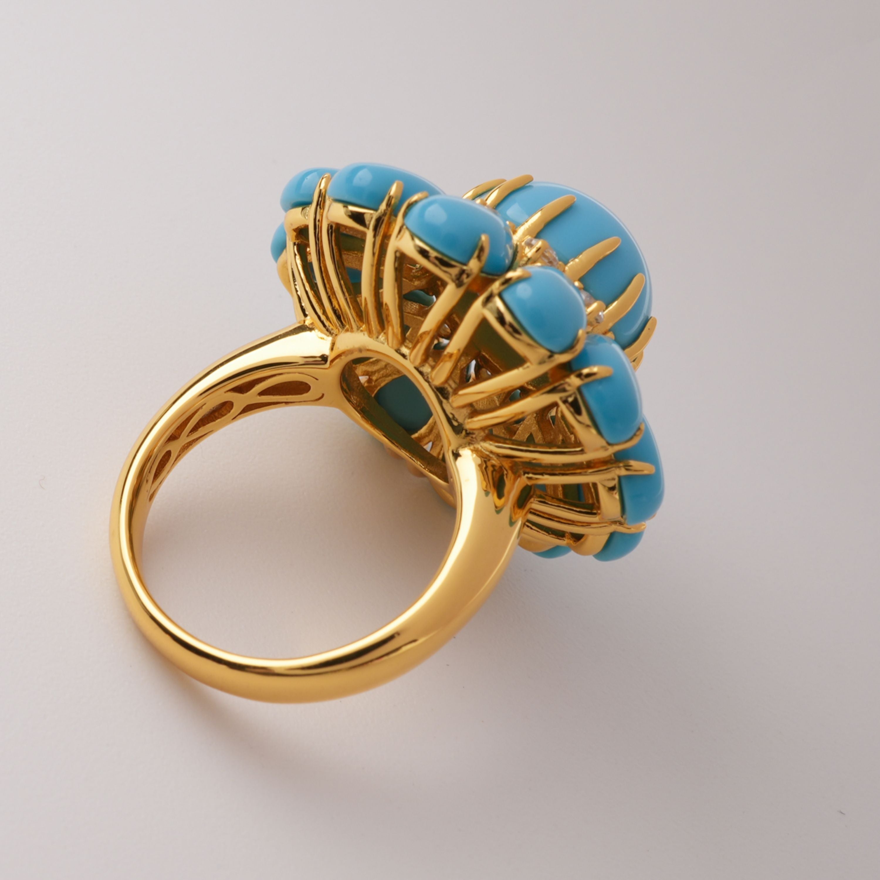Cleo Blue Floral Turquoise Sterling Silver Ring
