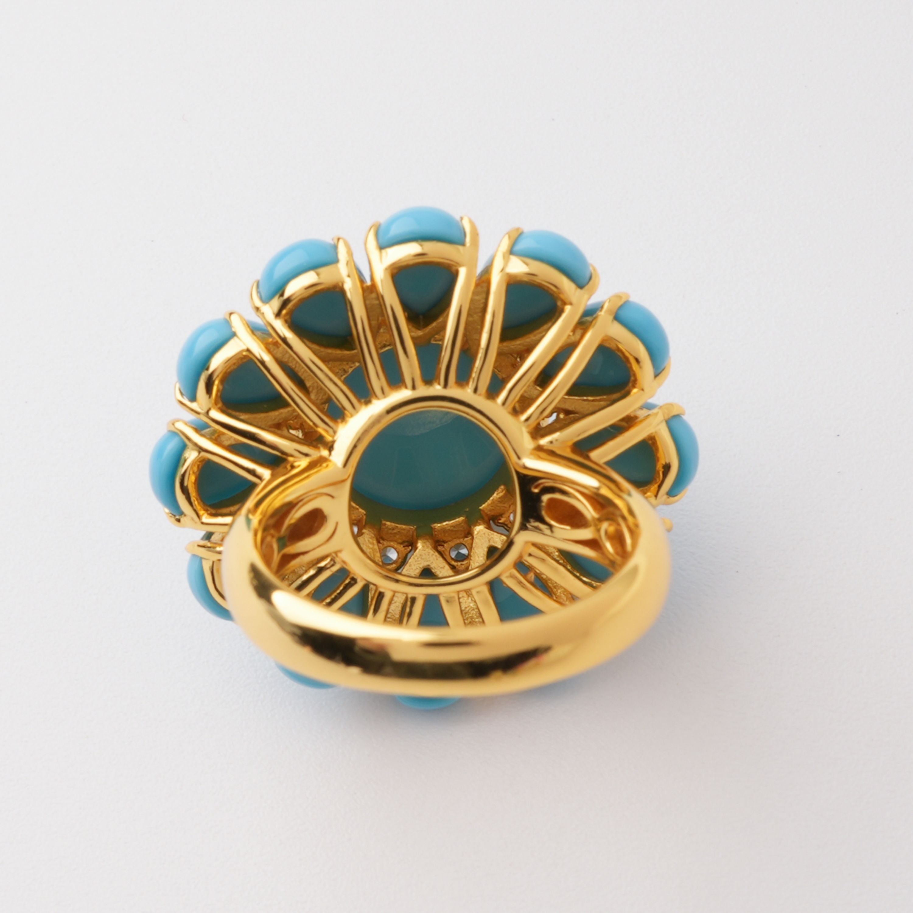 Cleo Blue Floral Turquoise Sterling Silver Ring