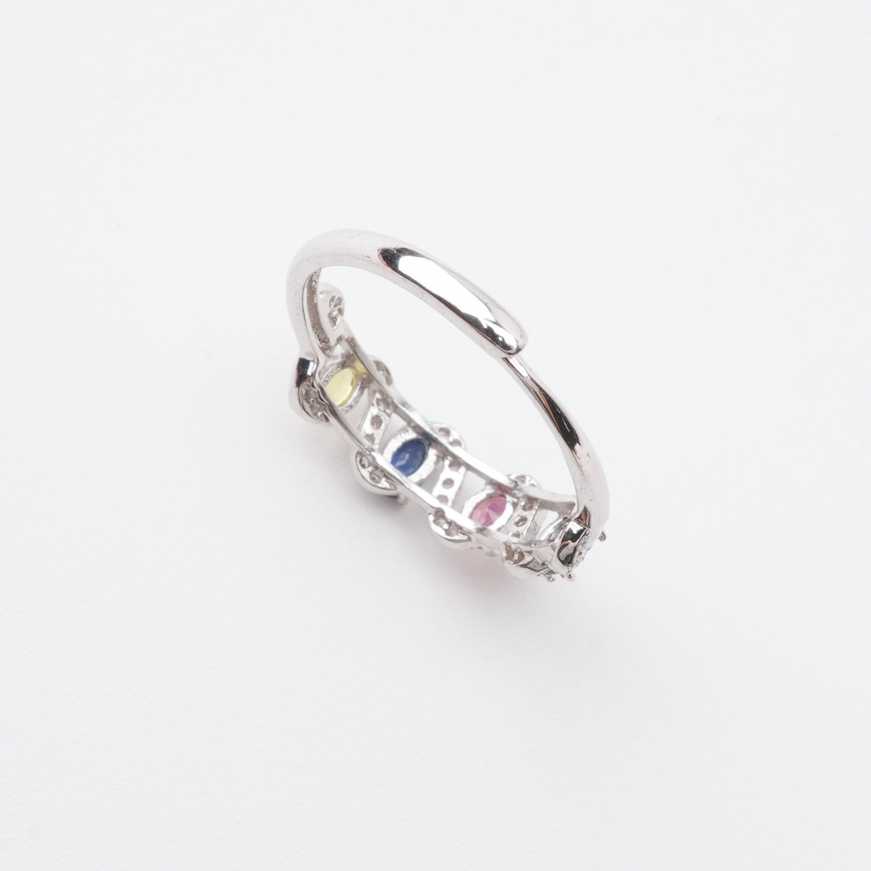 Colette Multicolor Oval Cut Wavy Ribbon Sterling Silver Ring