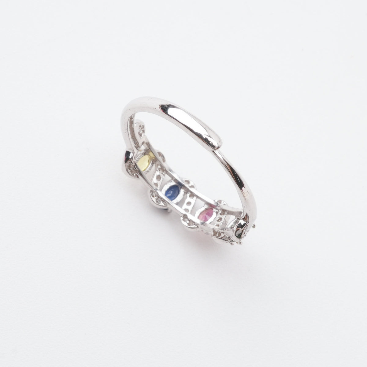 Colette Multicolor Oval Cut Wavy Ribbon Sterling Silver Ring
