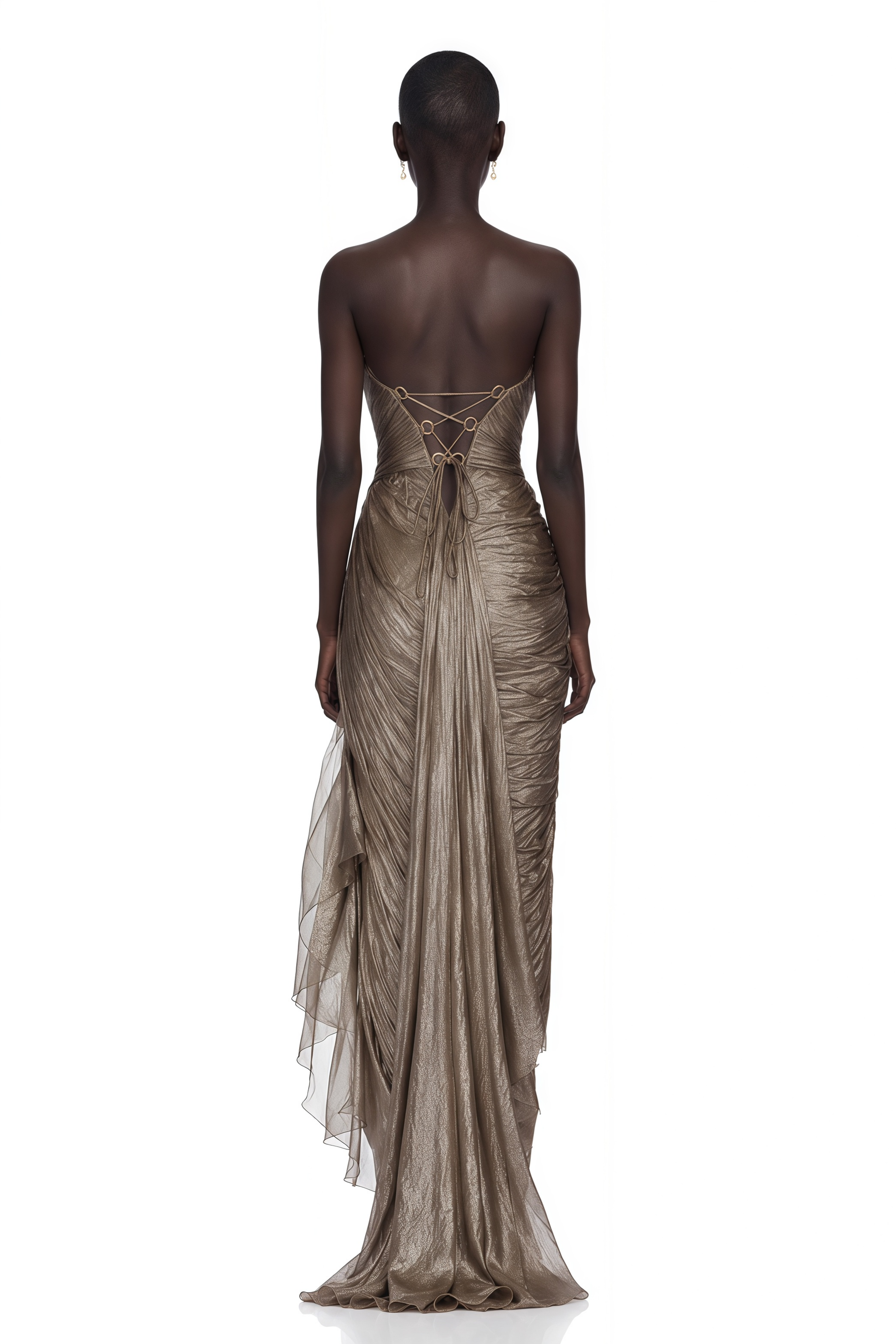Constanza Brown Off Shoulder Ruched Maxi Dress