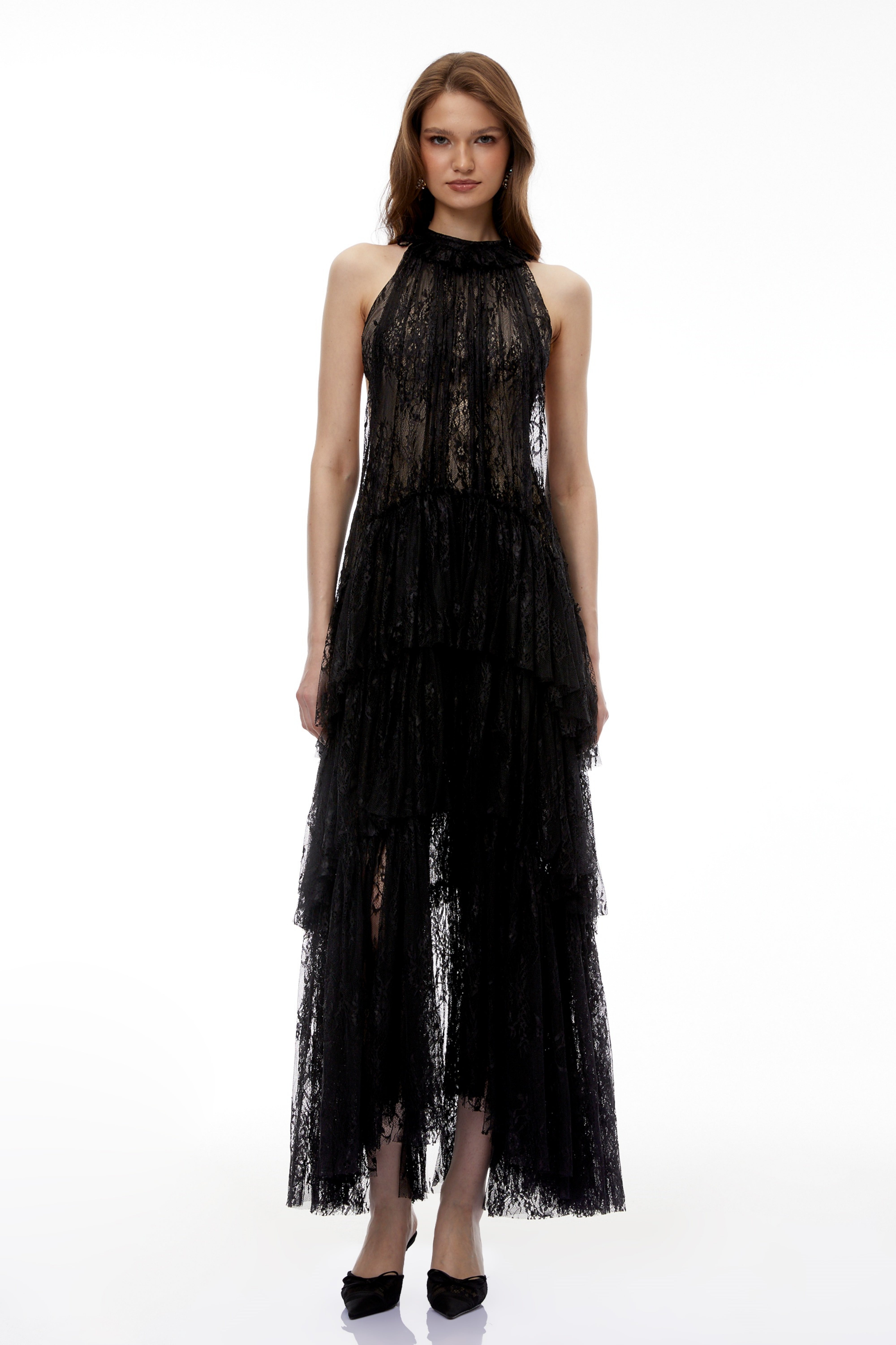 Coralie Black Floral Lace Maxi Dress