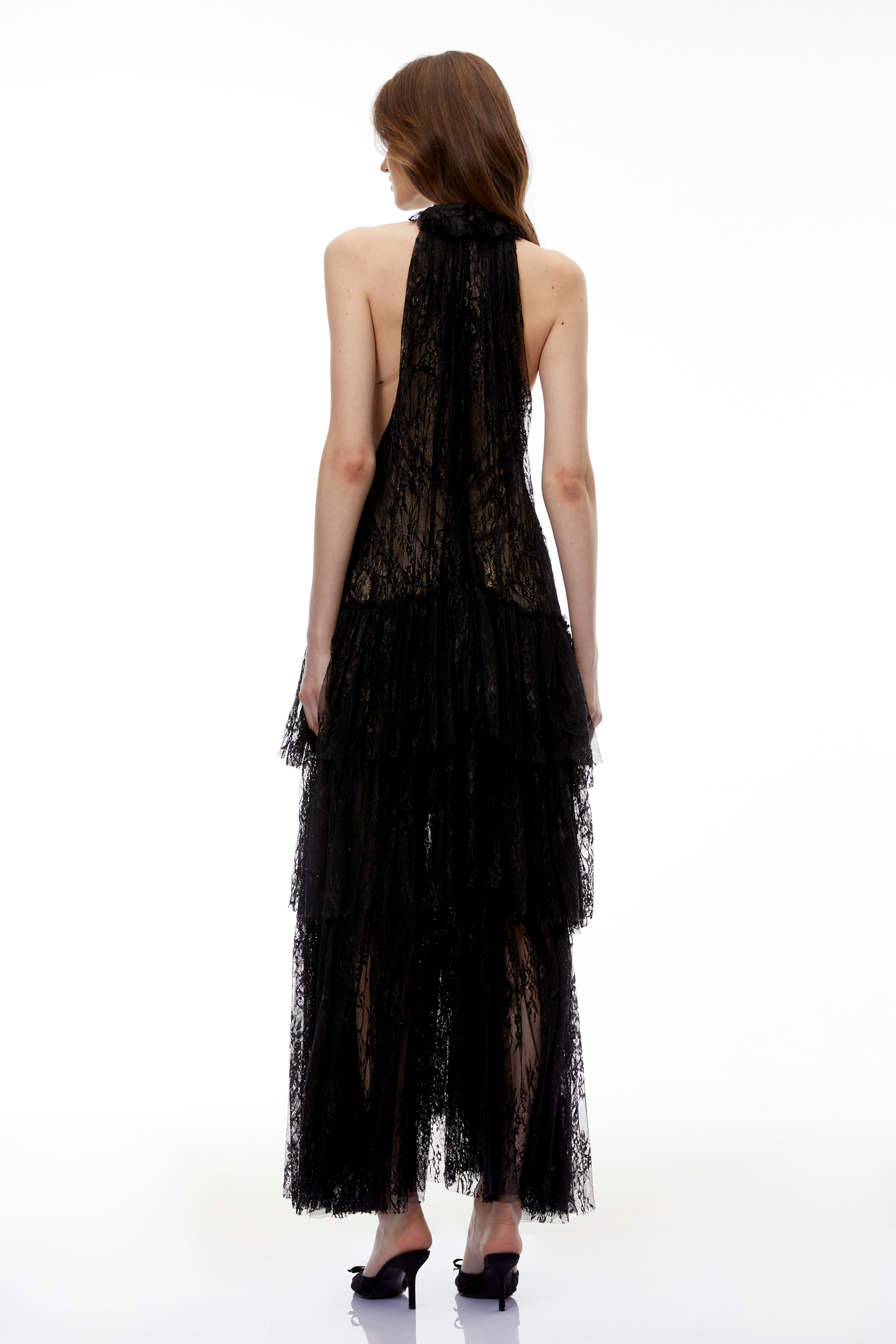 Coralie Black Floral Lace Maxi Dress