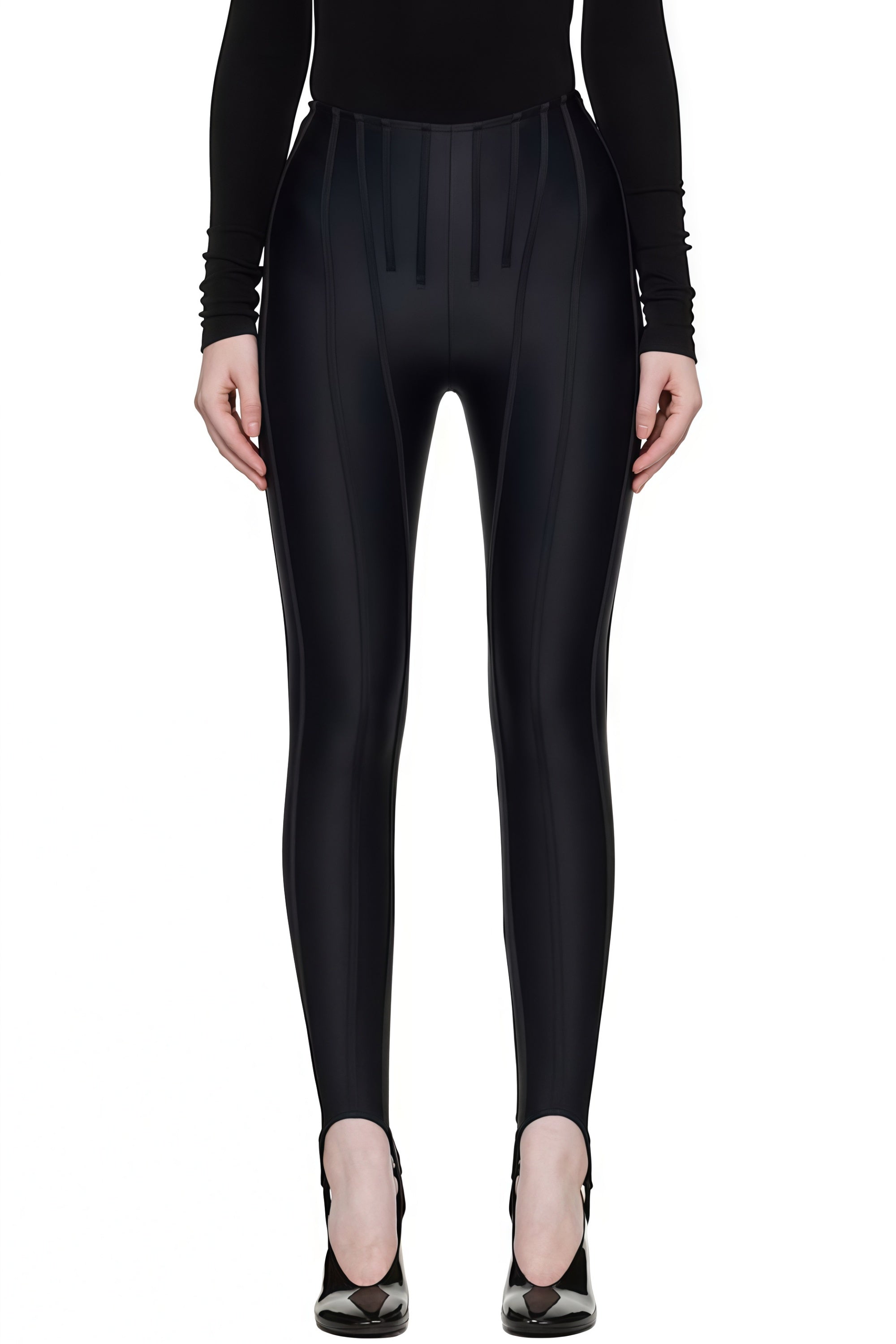 Cordelia Black Decorative Stitching Leggings