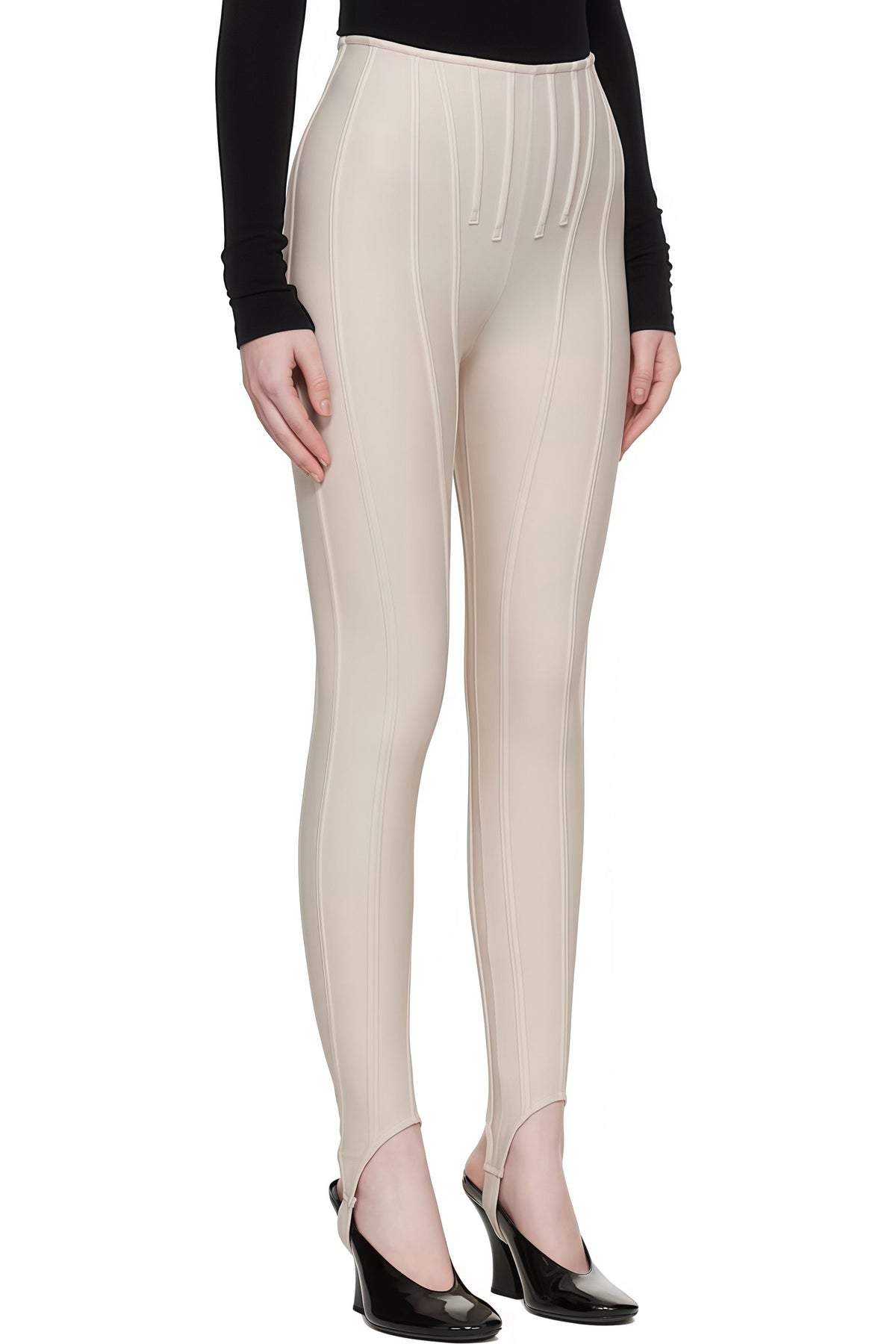 Cordelia Neutral Decorative Stitching Leggings
