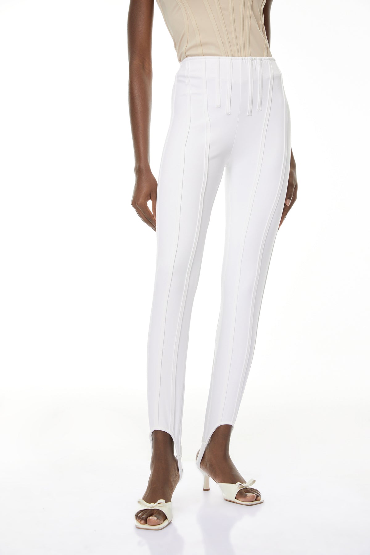 Cordelia White Decorative Stitching Leggings (Final Sale-US Only)