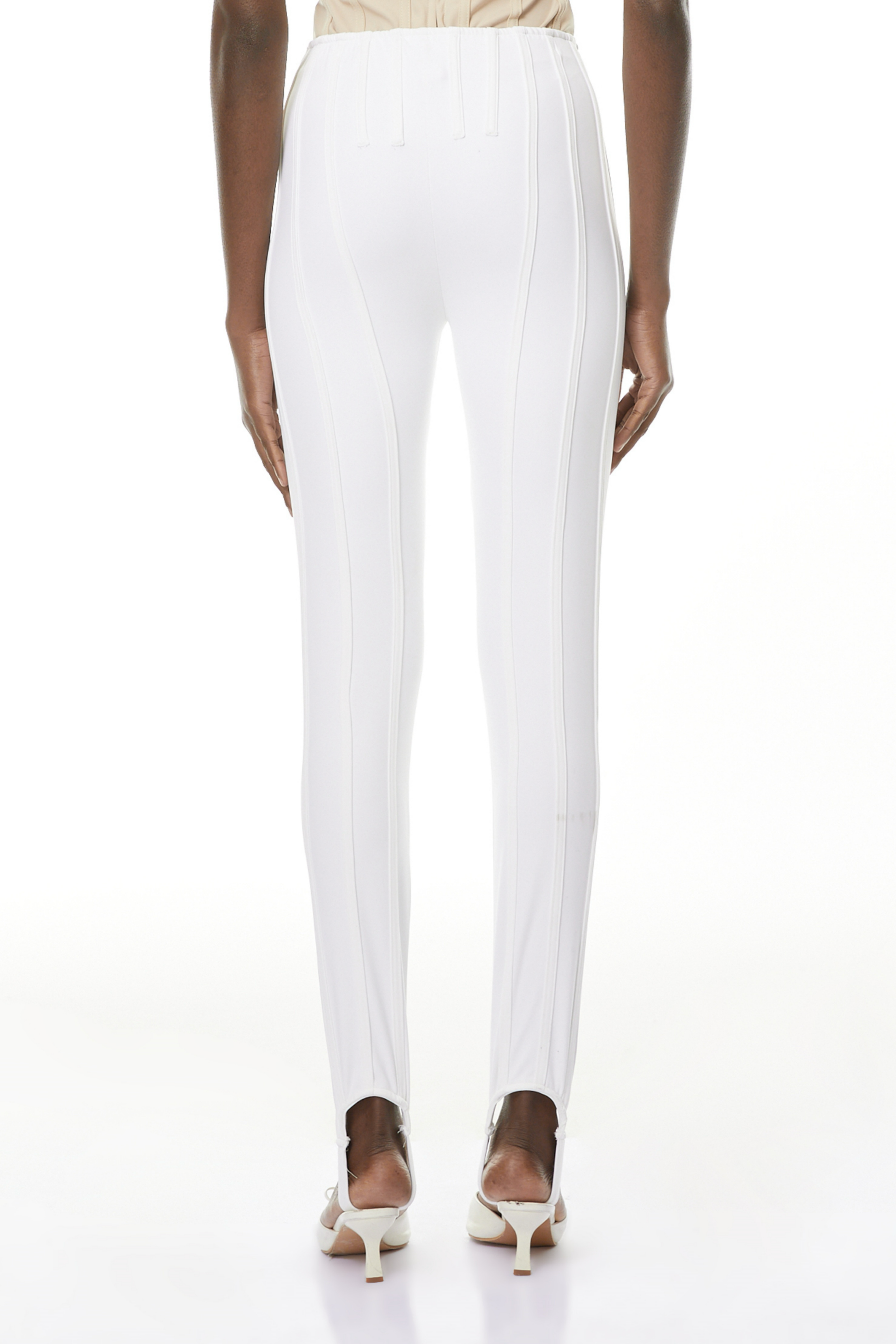 Cordelia White Decorative Stitching Leggings (Final Sale-US Only)