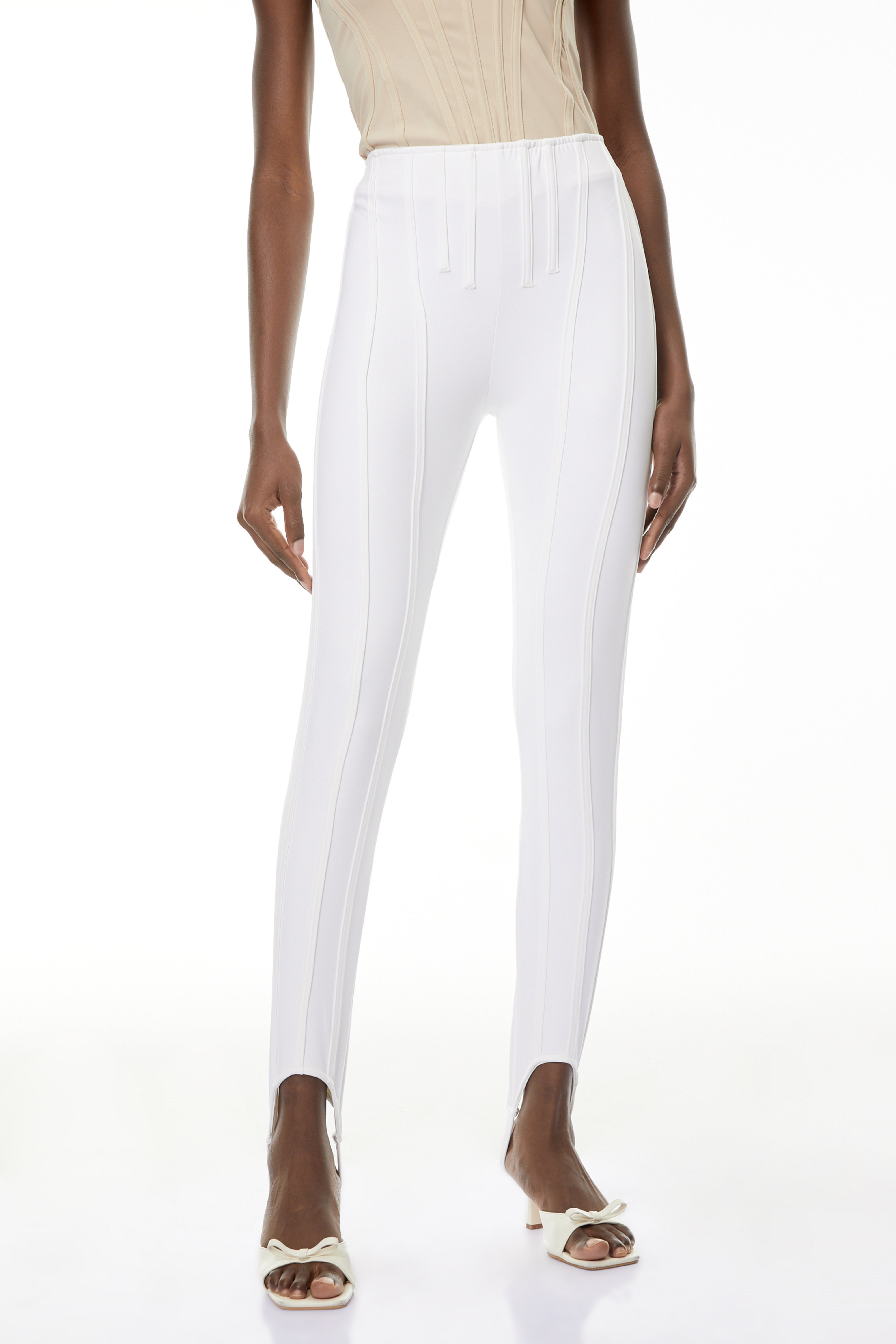 Cordelia White Decorative Stitching Leggings (Final Sale-US Only)
