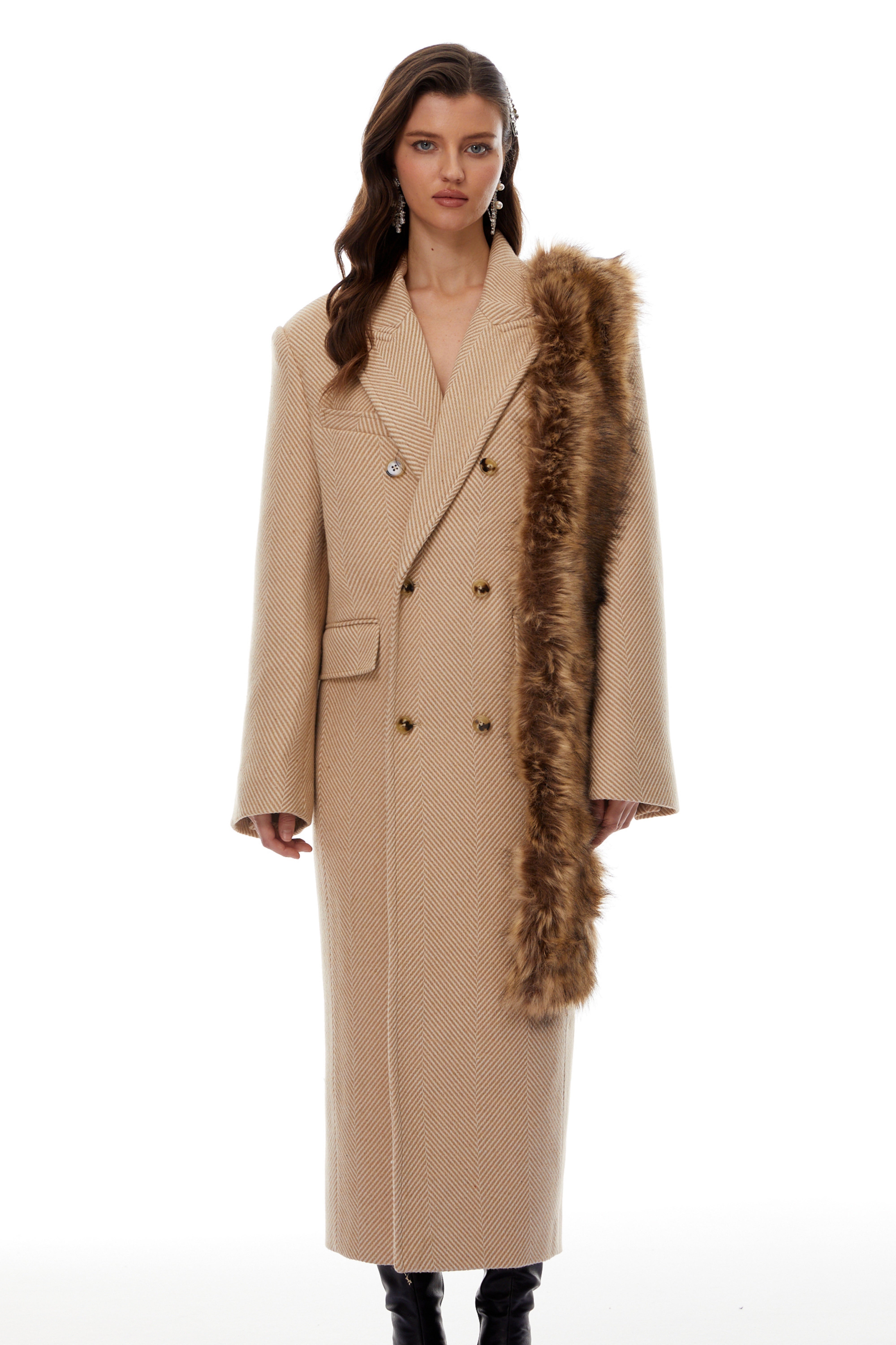 Cosette Khaki Double-Breasted Trench Coat