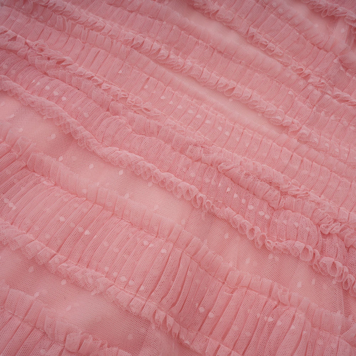 Aimée pink dot-detail ruffled tulle midi dress