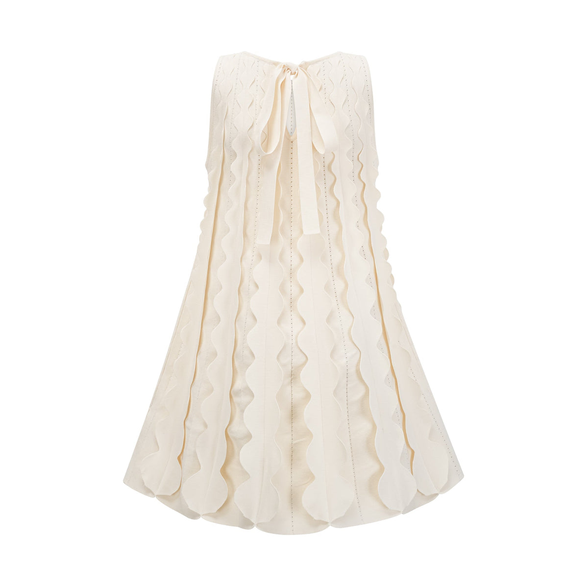 Axelle white wavy-detail sleeveless mini dress