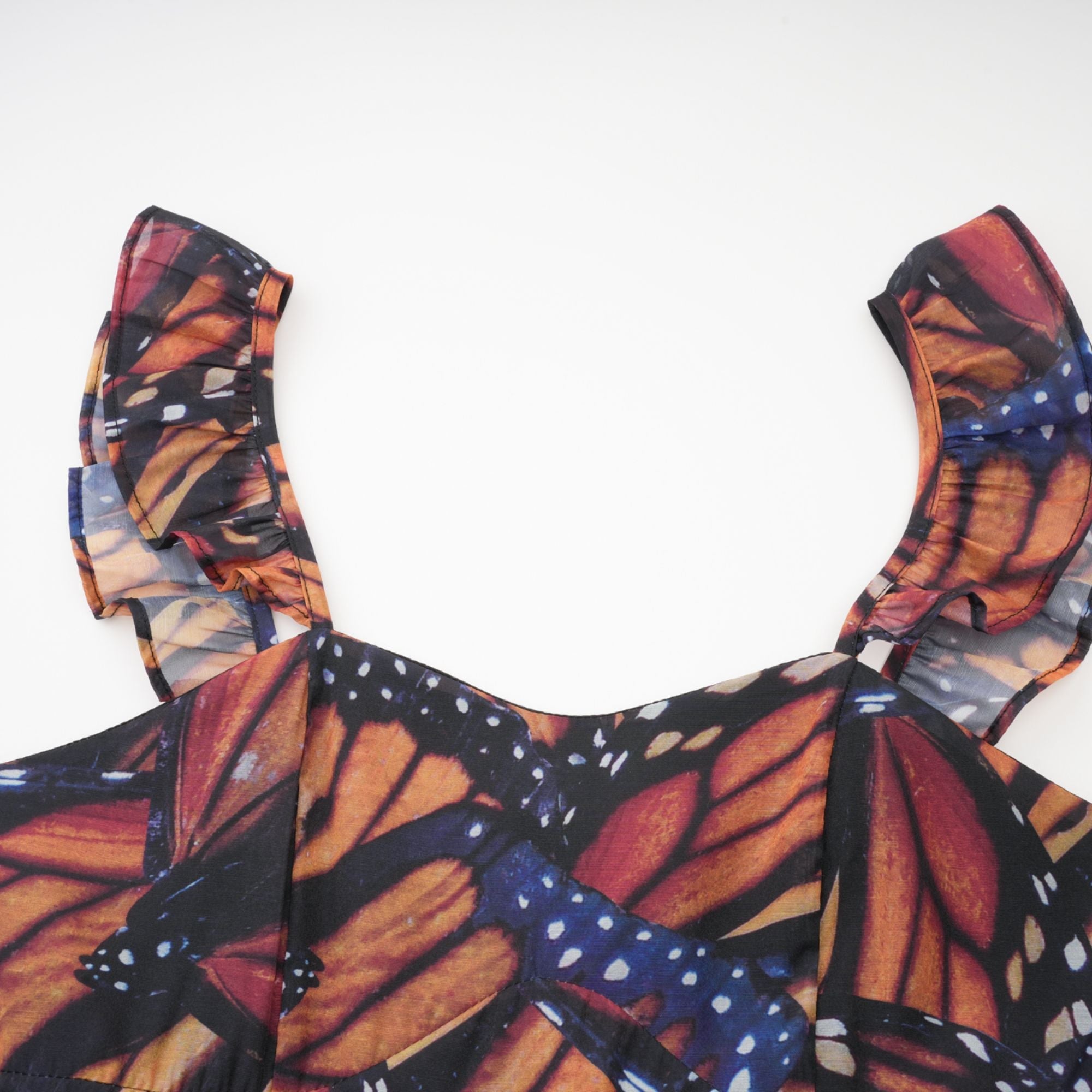 Coralie butterfly-print asymmetrical midi dress (US Only)