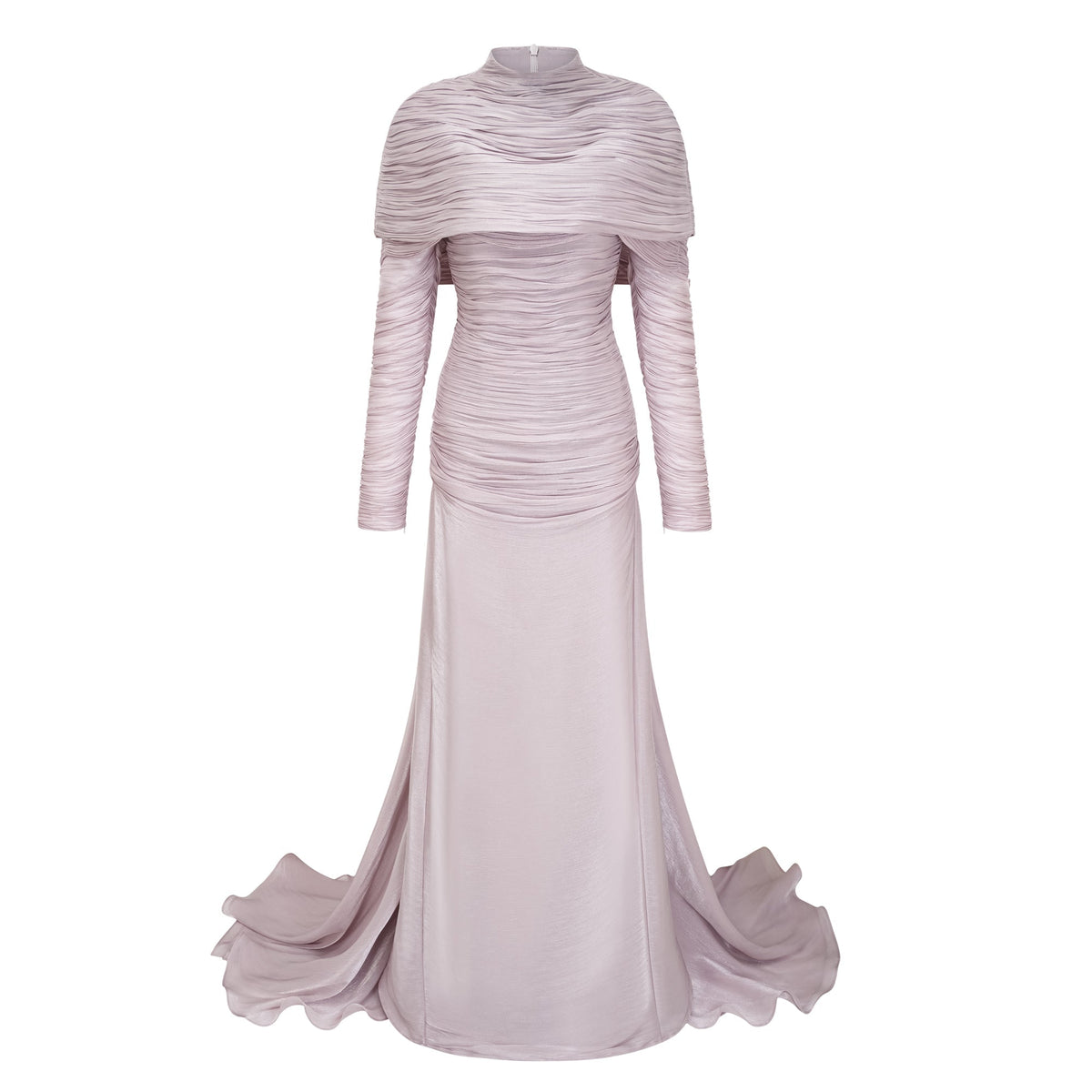 Nerida Silver Turtleneck Ruched Maxi Dress (Final Sale-US Only)