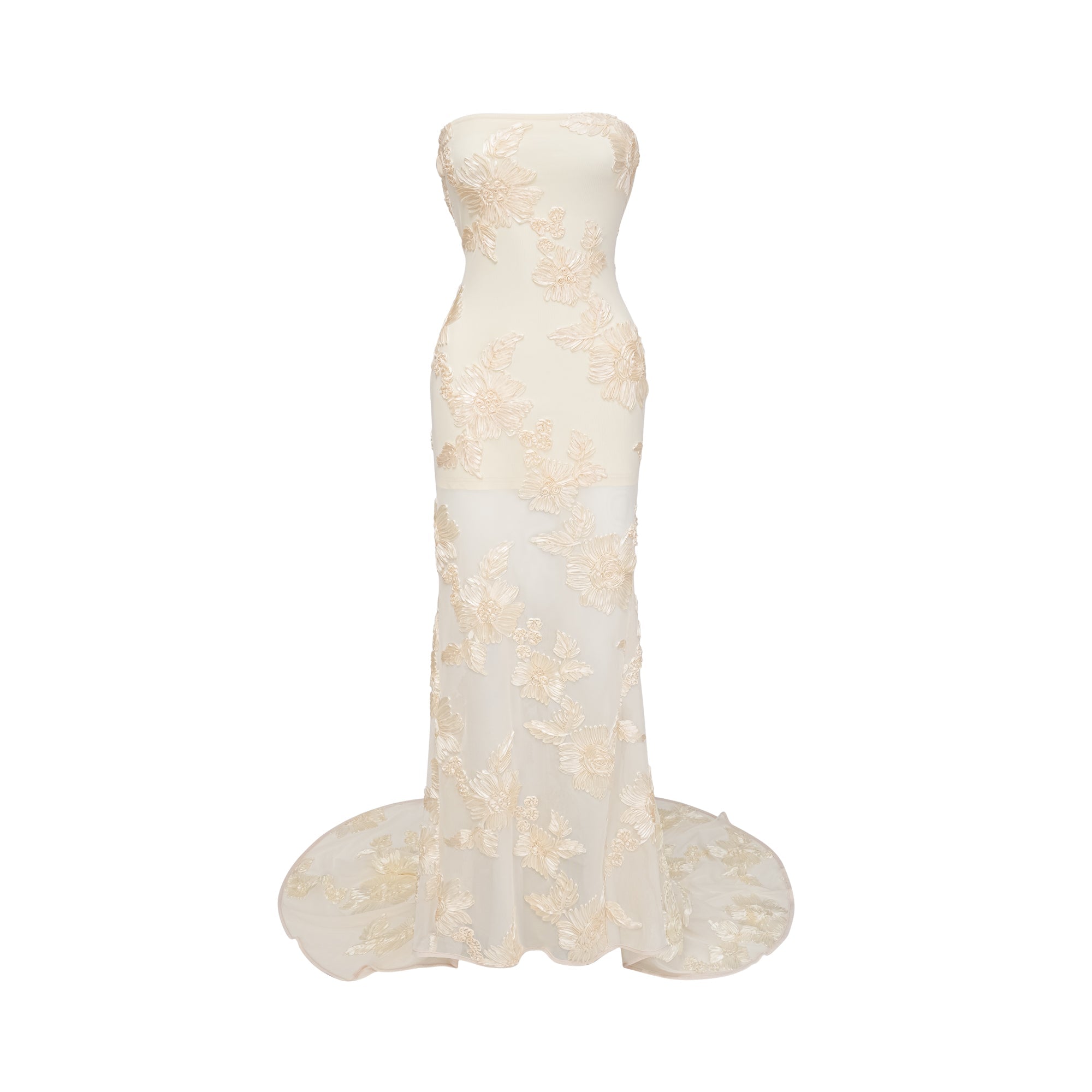Melanie neutrals embroidered off-shoulder maxi dress (Final Sale-US Only)