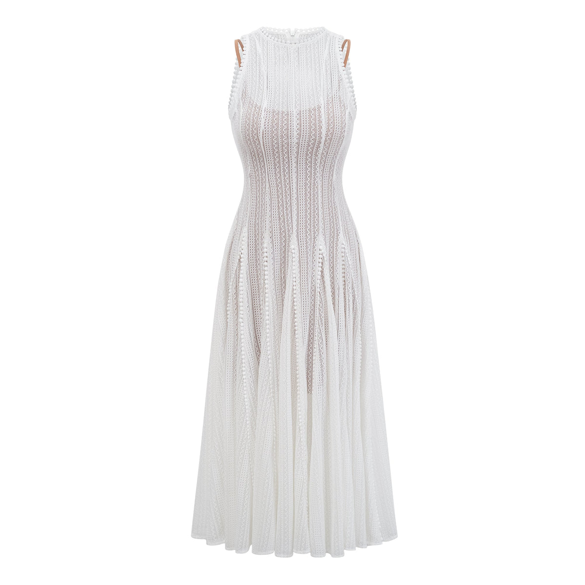 Hélène white pointelle puff midi dress (Final Sale-US Only)