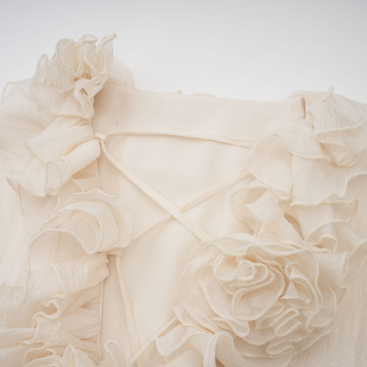 Zéphyrine floral-appliqué tiered mini dress in Neutrals (Final Sale-US Only)