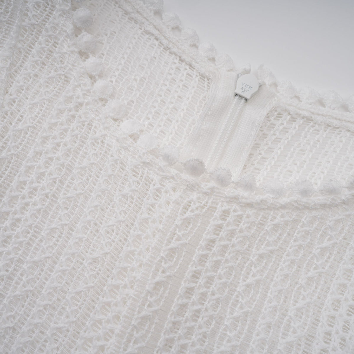 Hélène white pointelle puff midi dress