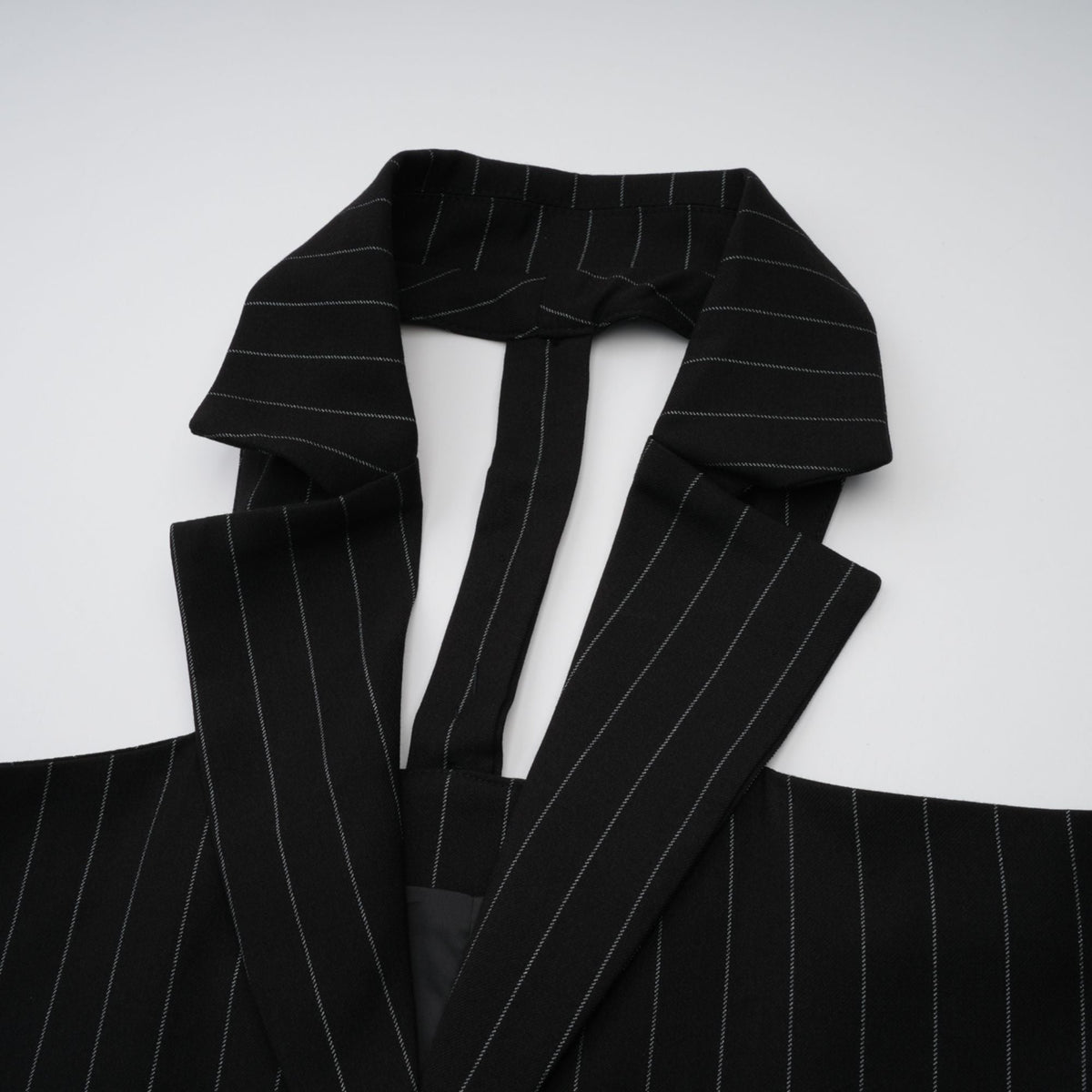 Stefania black striped open-back blazer mini dress - Black