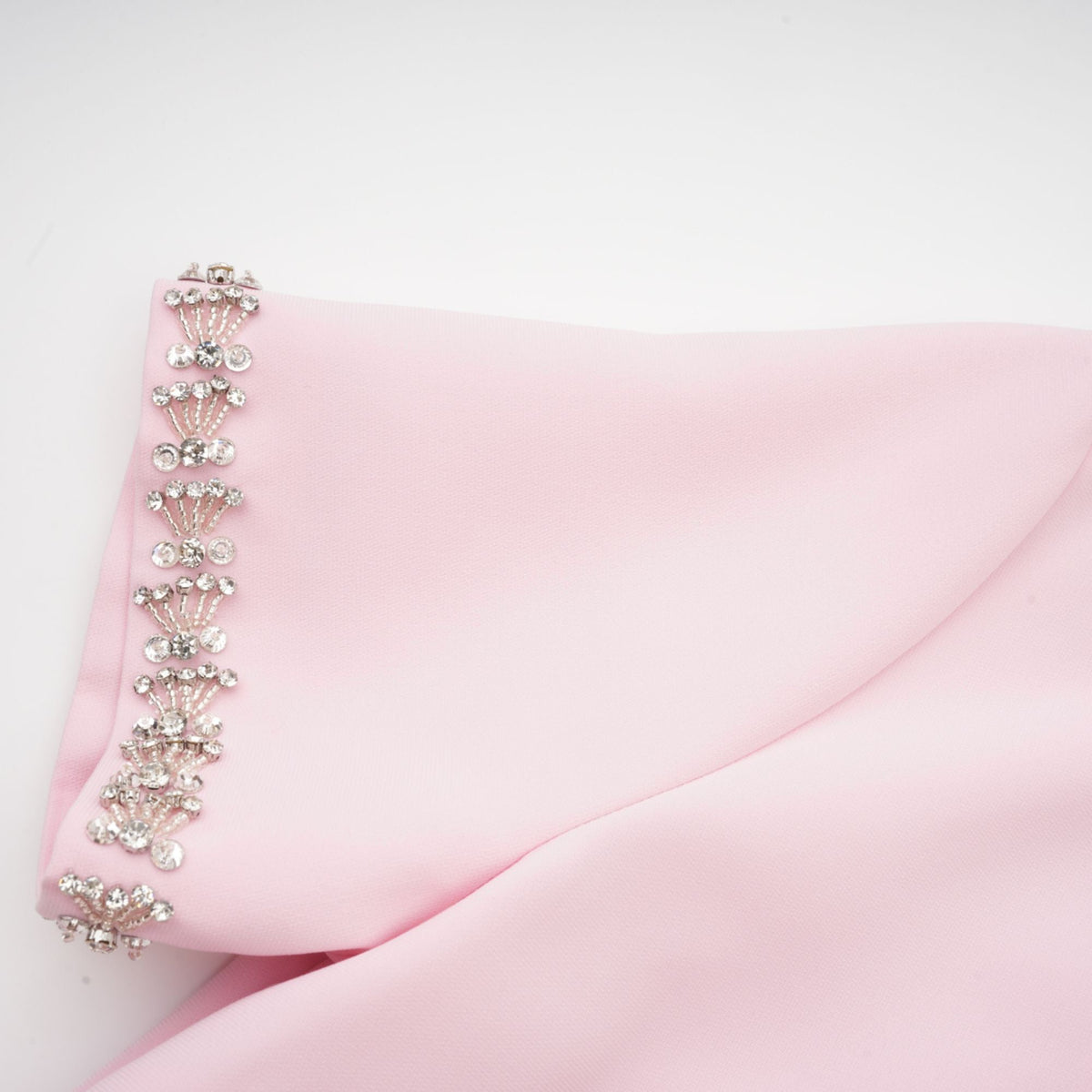 Cassiopeia crystal-accented pink bow midi dress