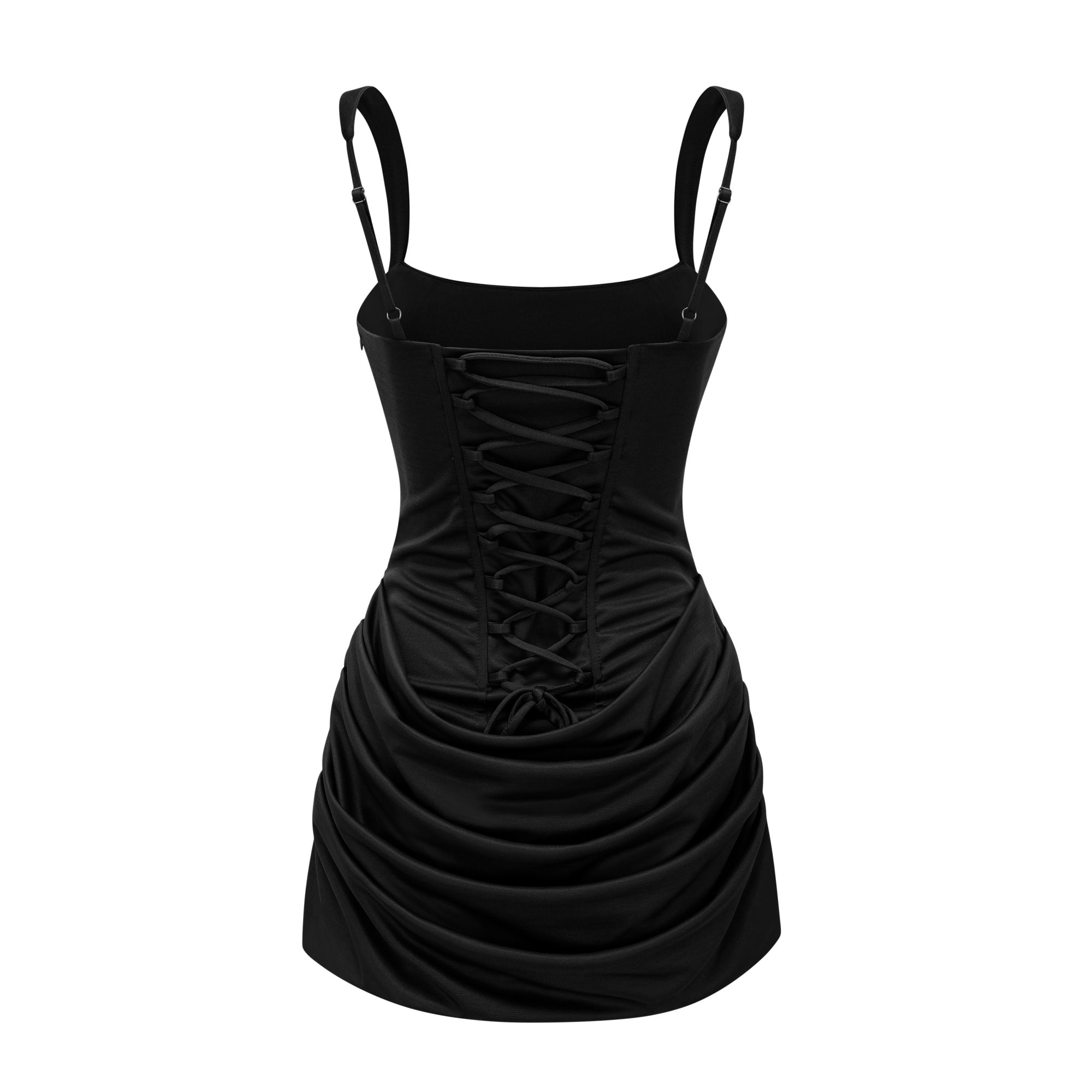 Paulette Black Ruched Bodycon Mini Dress (Final Sale-US Only)