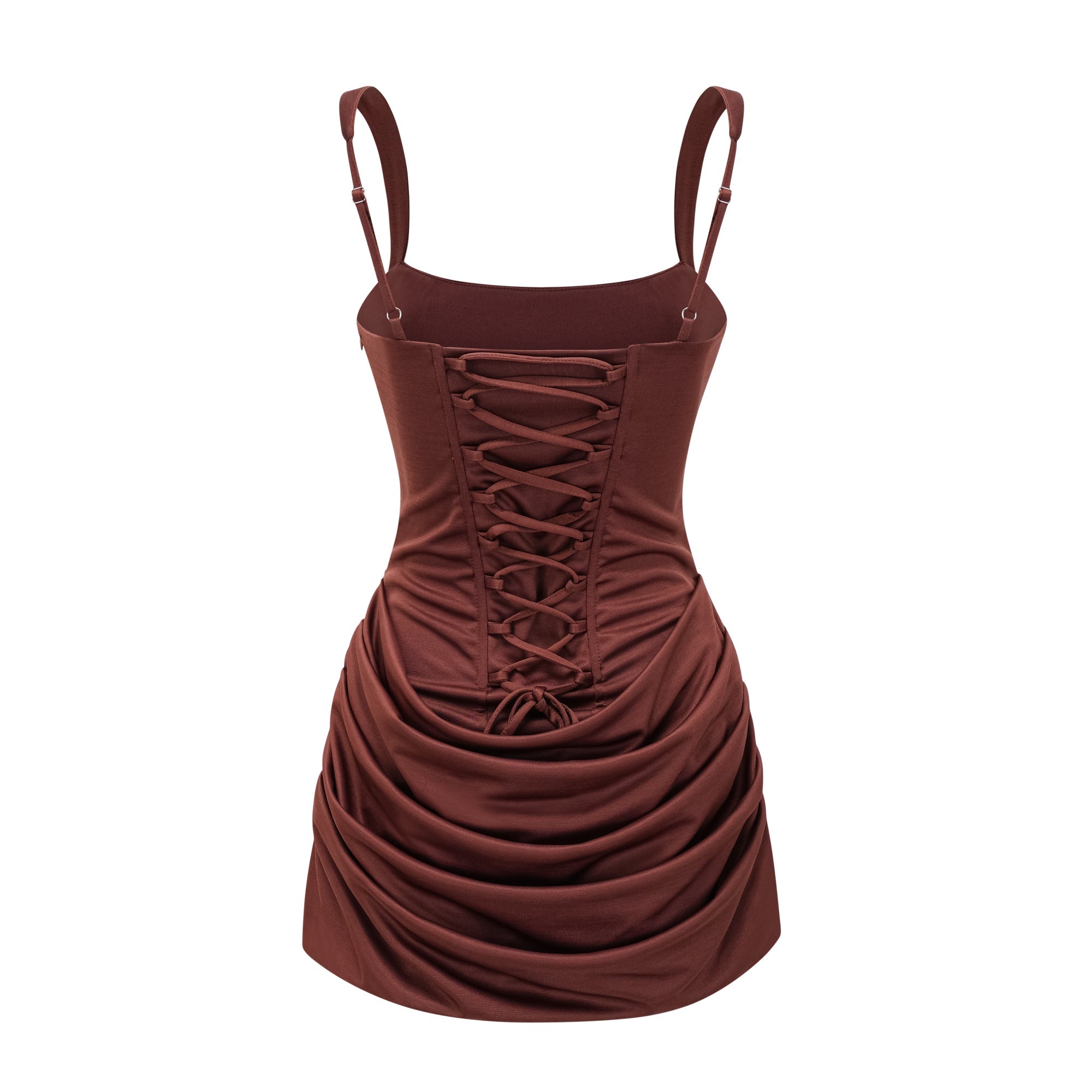 Paulette Brown Ruched Bodycon Mini Dress (Final Sale-US Only)