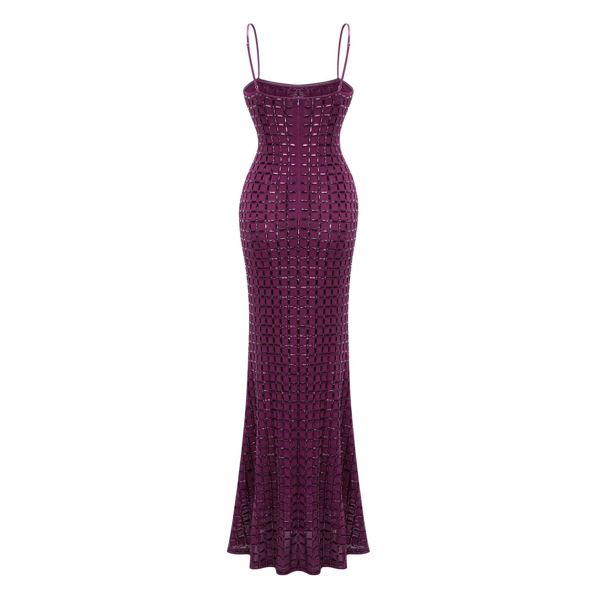 Térébenthine Purple Rhinestone Mesh Maxi Dress (Final Sale-US Only)