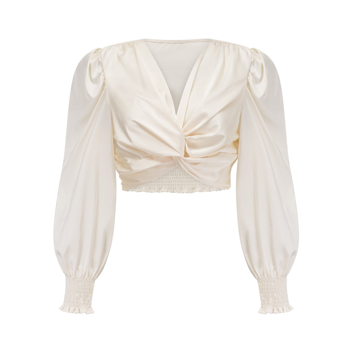 Nouria white faux-flower twist cropped top (Final Sale-US Only)
