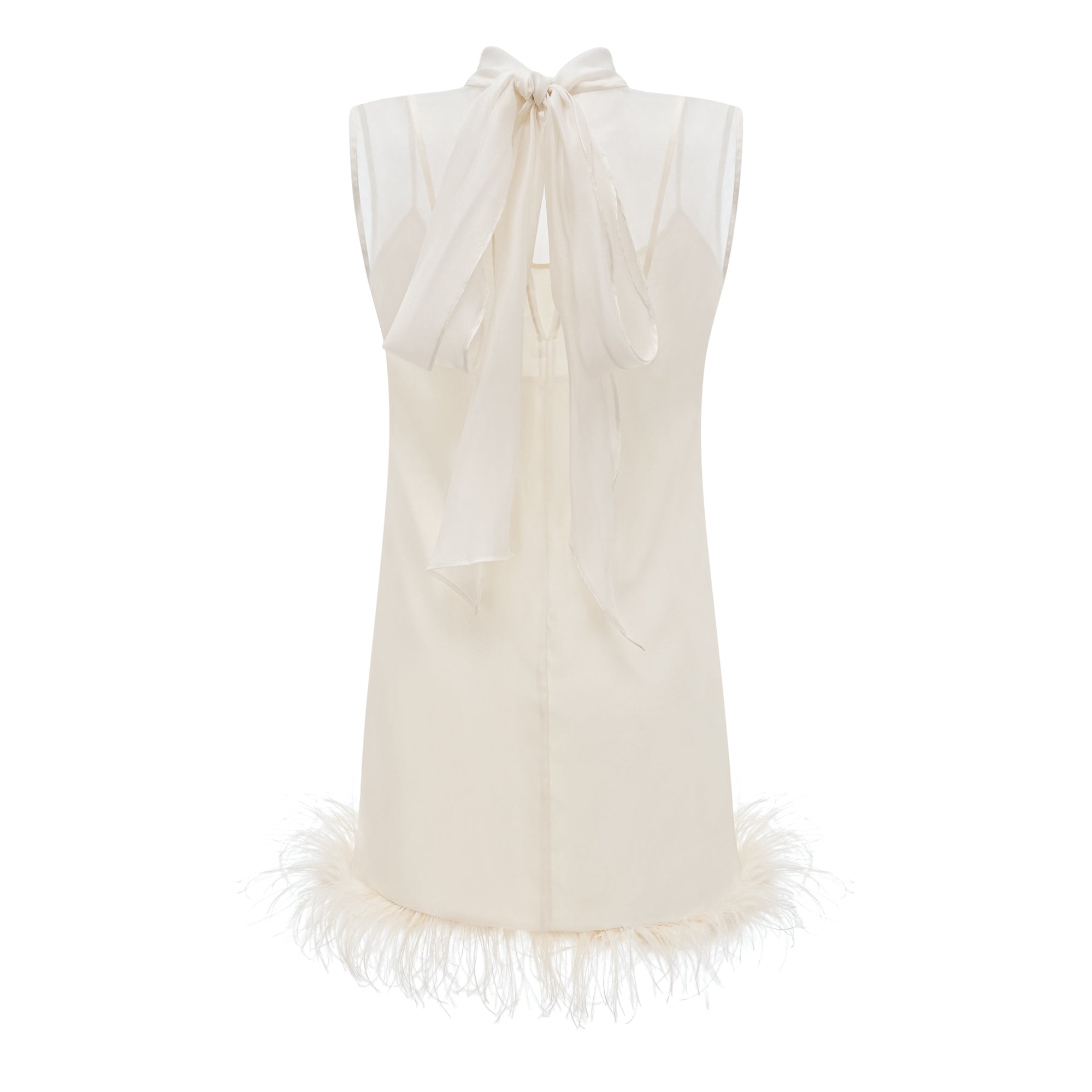 Adrienne White Feather Trim Mini Dress (Final Sale-US Only)