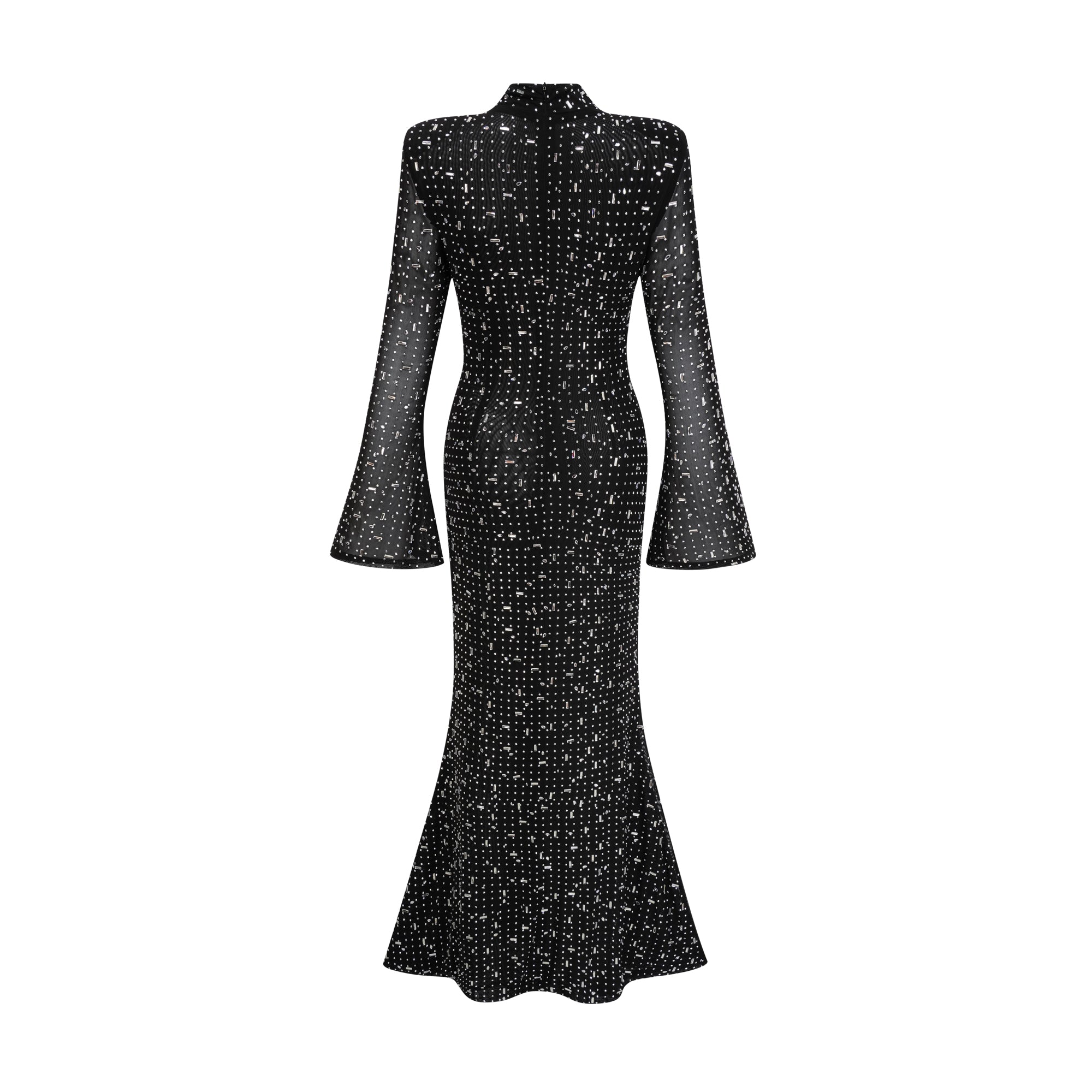 Léna black embellished semi-sheer maxi dress (Final Sale)
