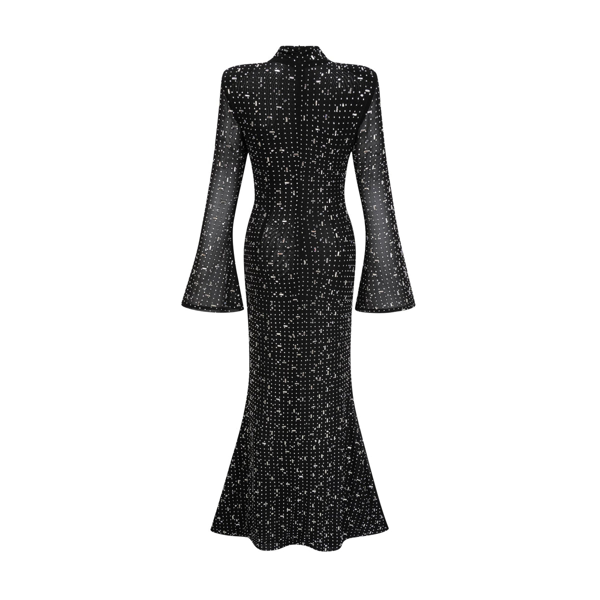 Léna black embellished semi-sheer maxi dress (Final Sale)