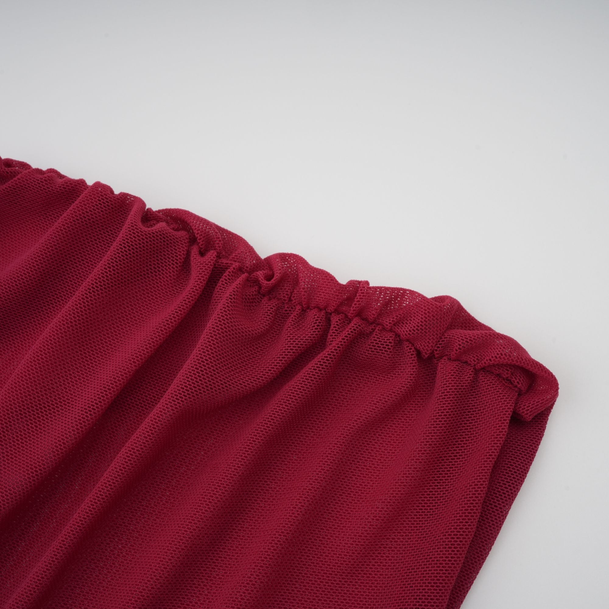 Sylphe Red Asymmetrical Ruched Mesh Maxi Dress (Final Sale-US Only)