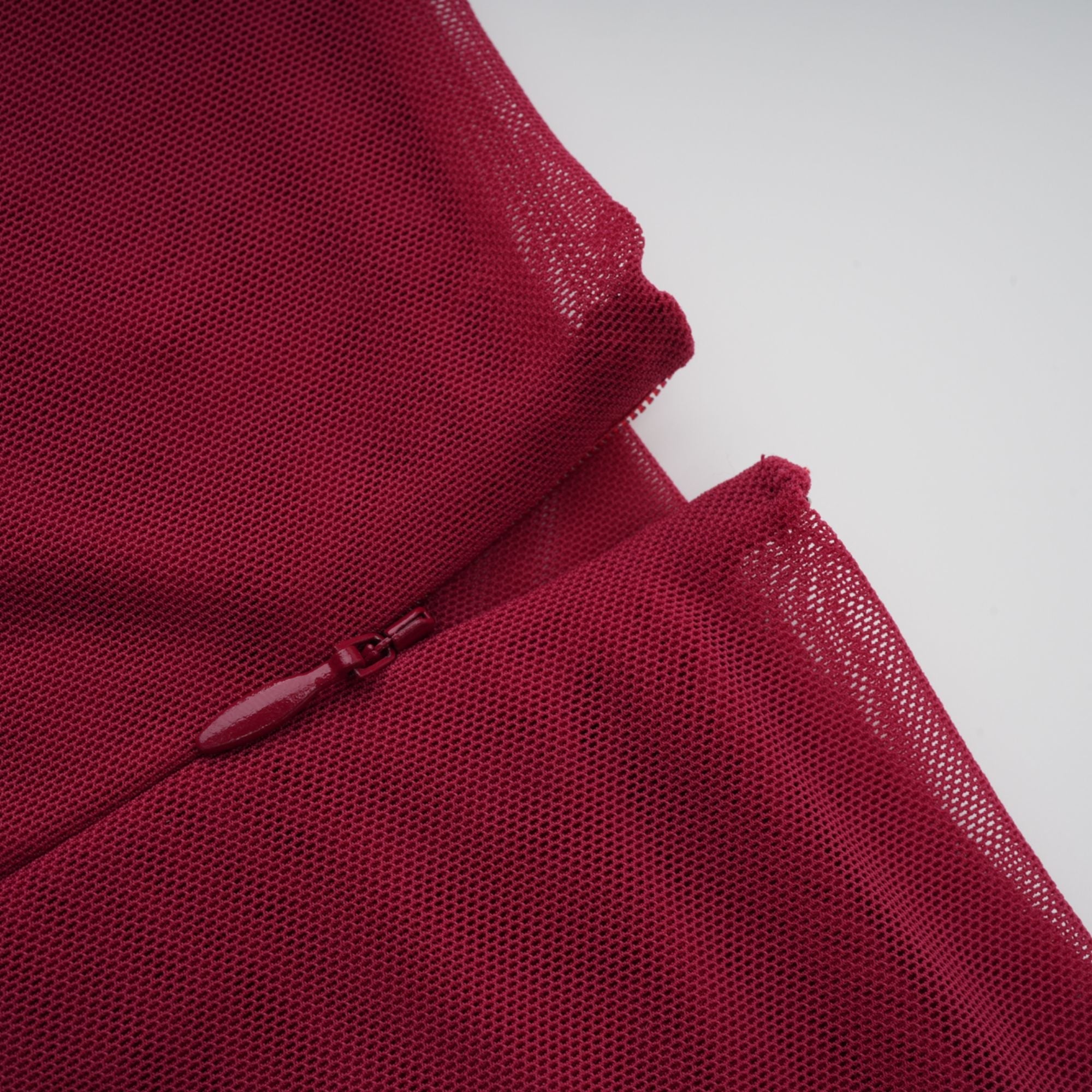 Sylphe Red Asymmetrical Ruched Mesh Maxi Dress (Final Sale-US Only)