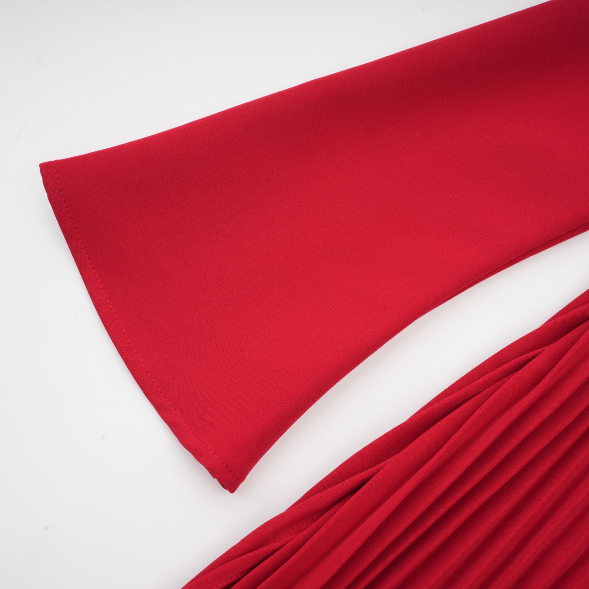 Valentine Red Pleated Maxi Dress with High Slit (Final Sale-US Only)